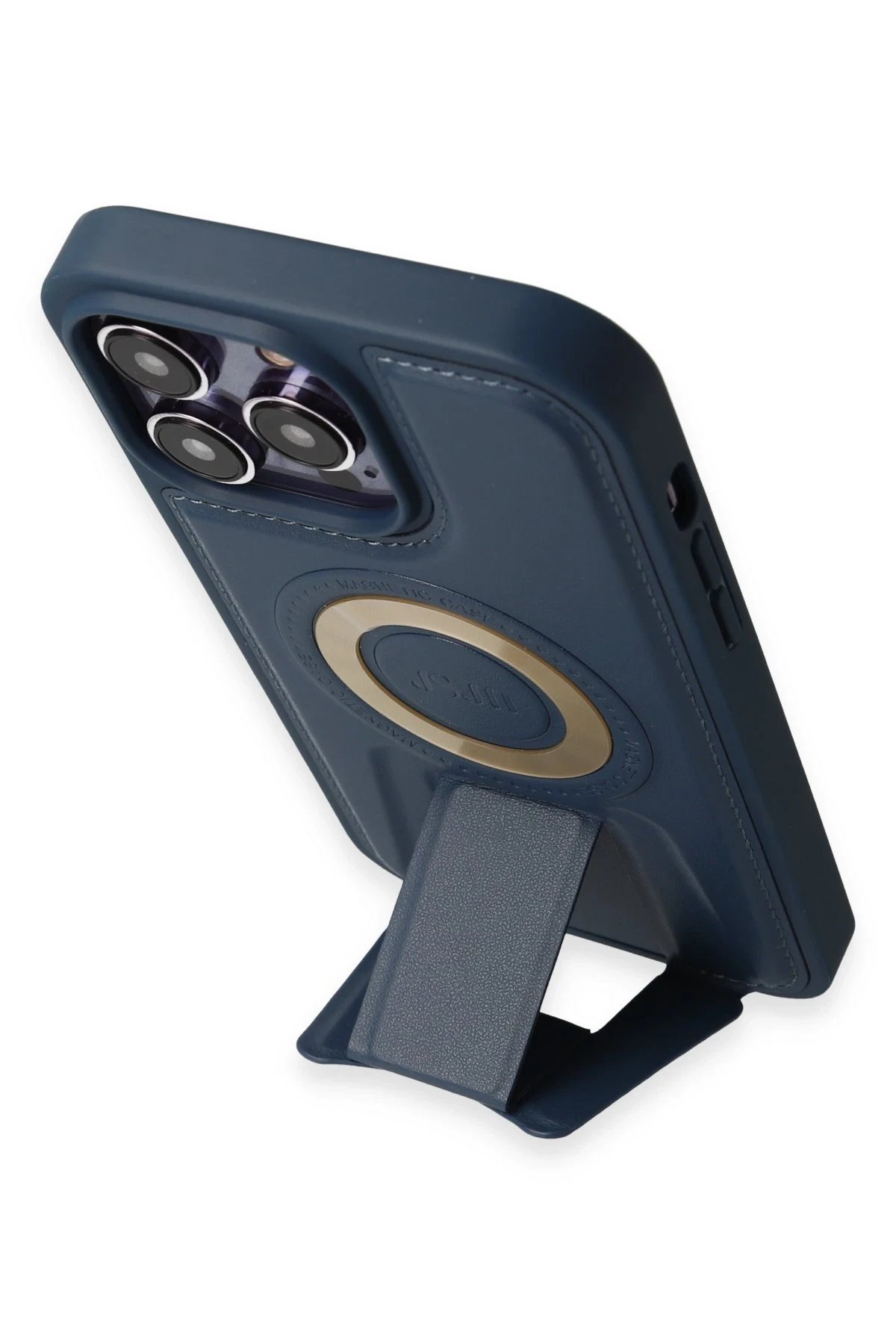 Newface iPhone 14 Pro Kılıf Merkür Magneticsafe Standlı Kapak - Lacivert