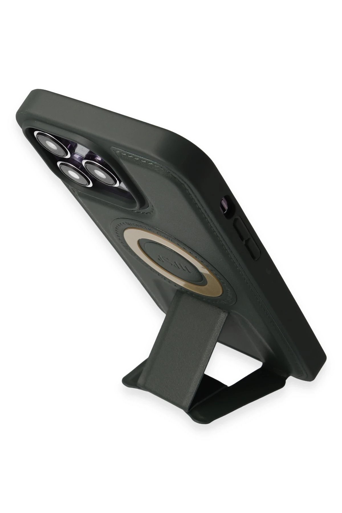 Newface iPhone 14 Pro Kılıf Merkür Magneticsafe Standlı Kapak - Koyu Yeşil