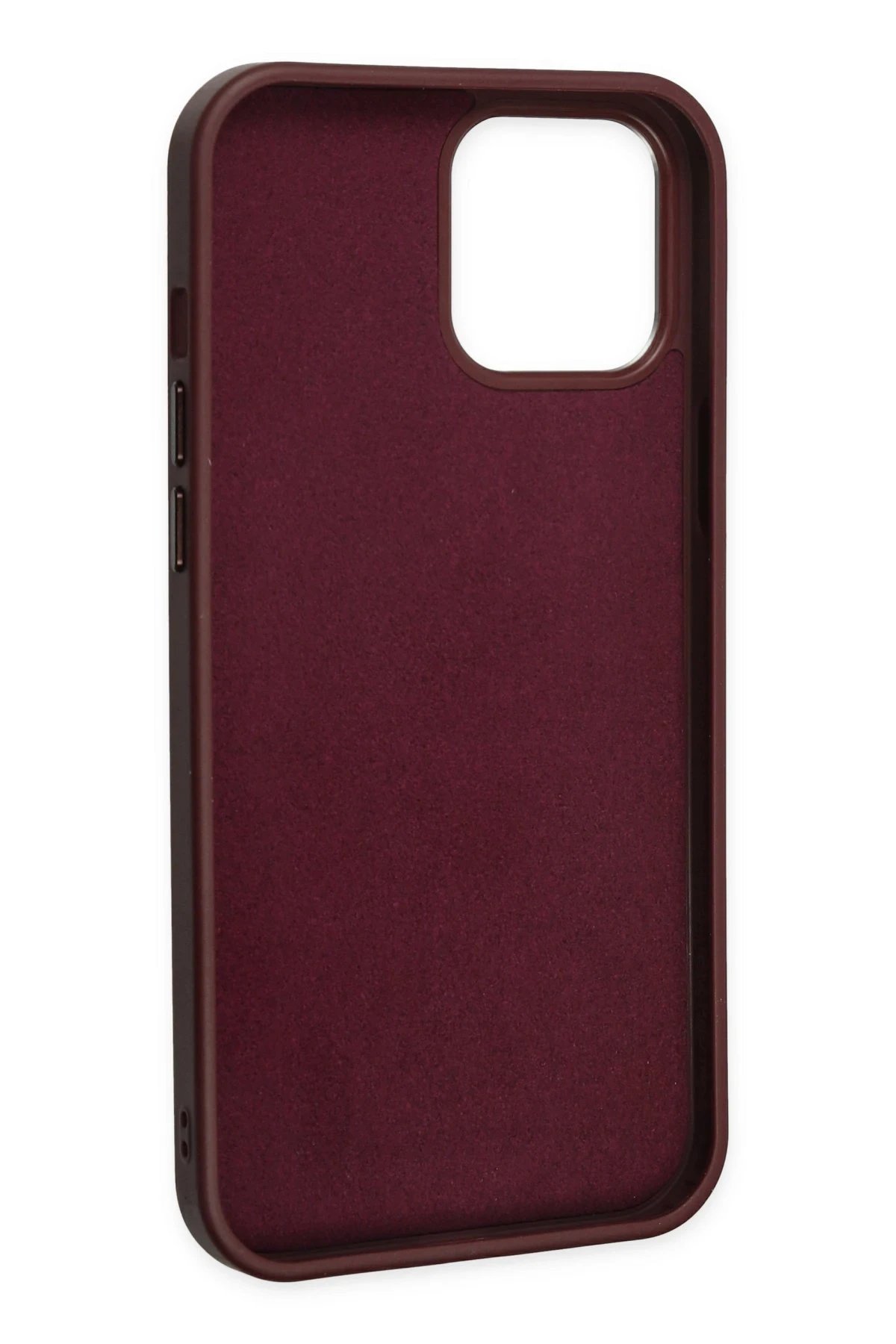 Newface iPhone 12 Pro Max Kılıf Asya Deri Silikon - Mürdüm