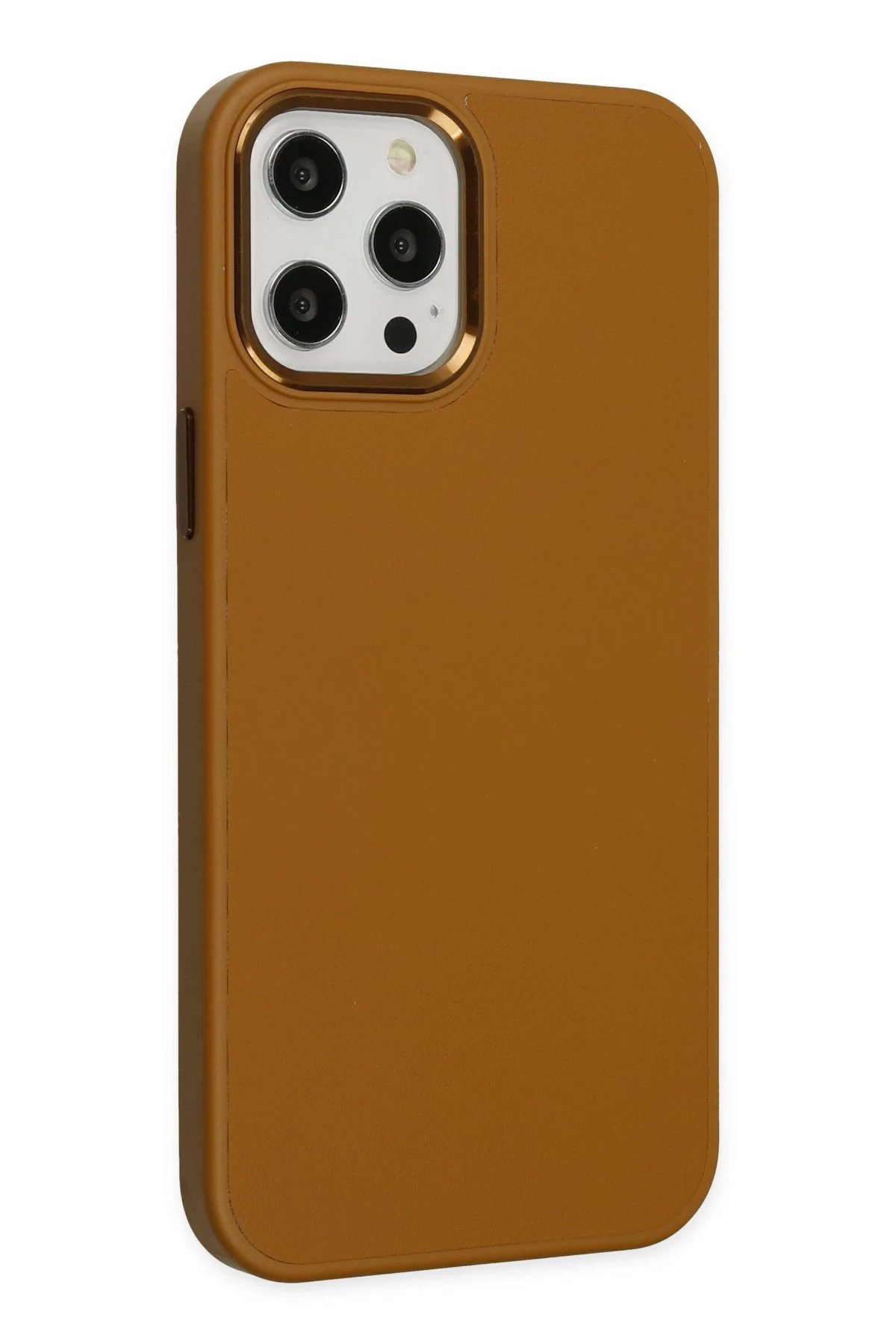 Newface iPhone 12 Pro Max Kılıf Asya Deri Silikon - Kahverengi