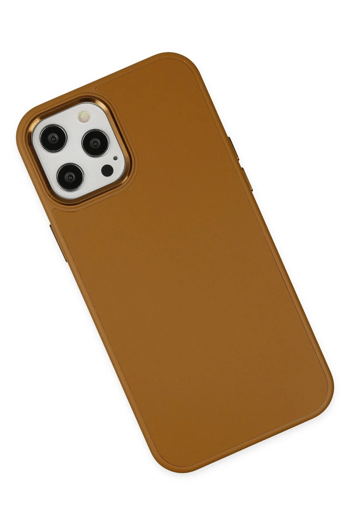 Newface iPhone 12 Pro Max Kılıf Asya Deri Silikon - Kahverengi