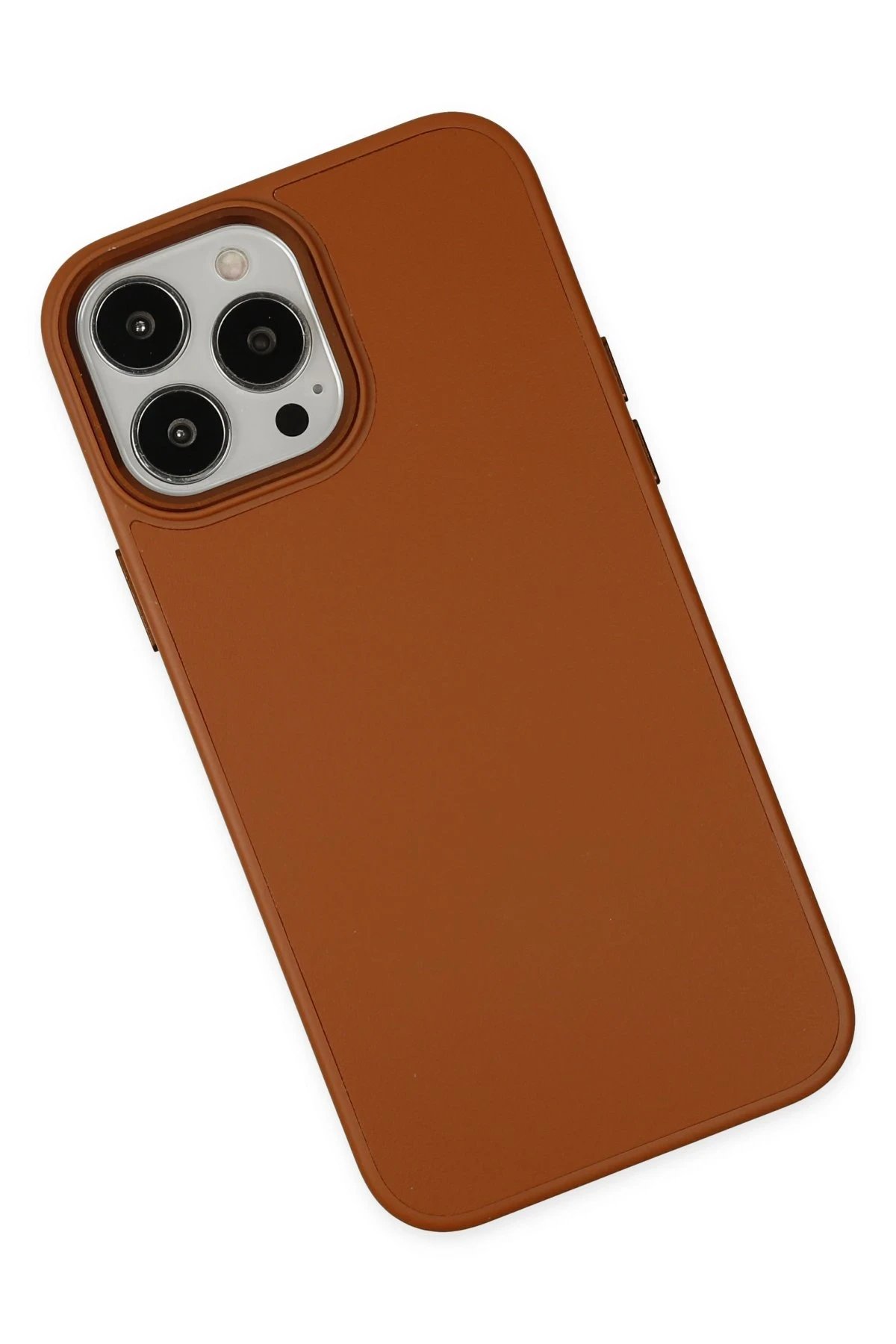 Newface iPhone 13 Pro Kılıf Asya Deri Silikon - Kahverengi