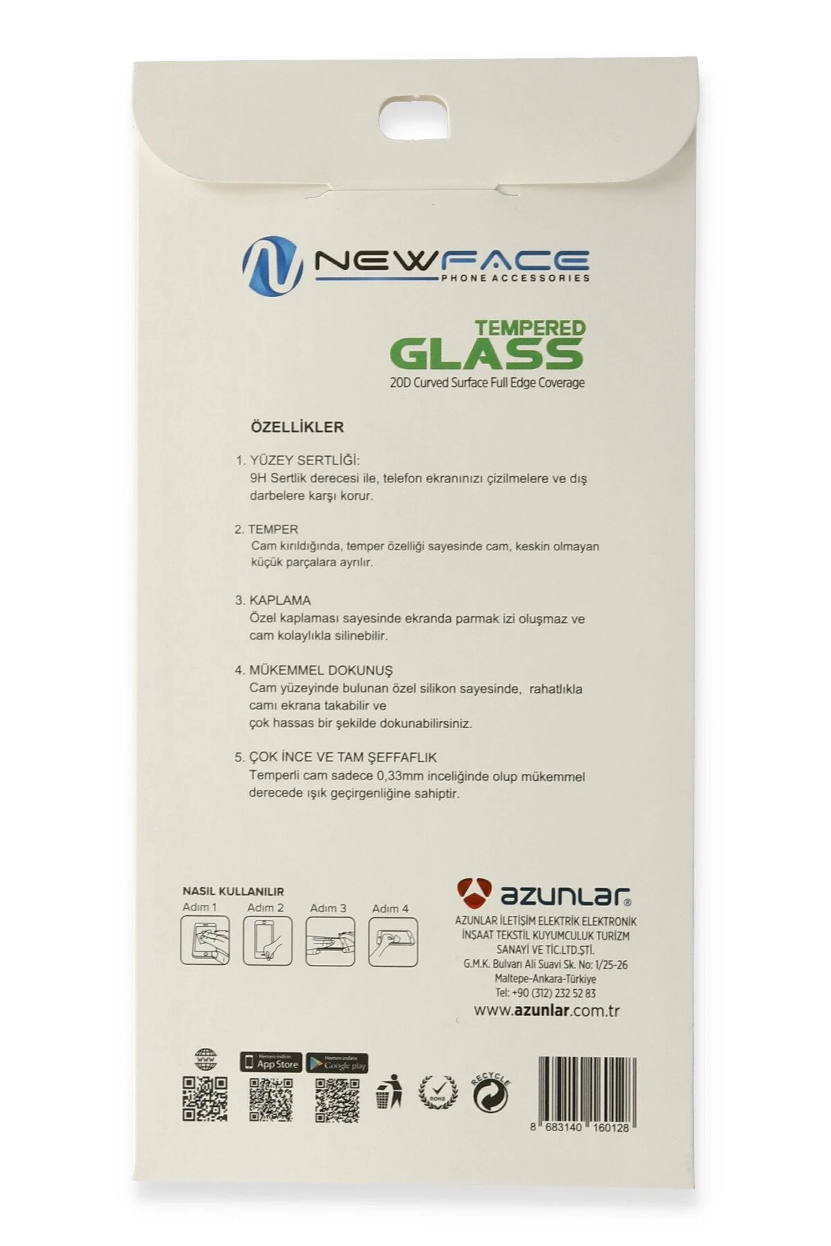 Newface iPhone 7 20D Premium Cam Ekran Koruyucu - Beyaz