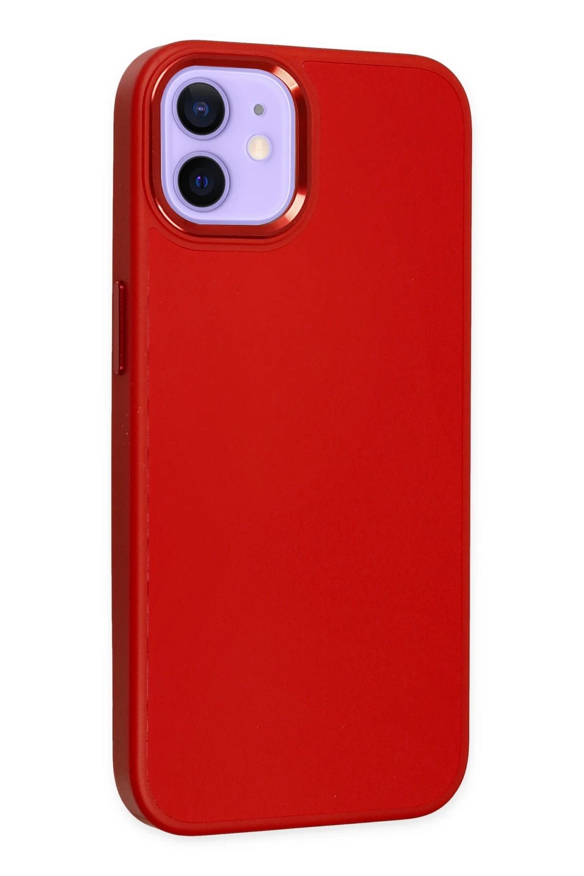 Newface iPhone 12 Kılıf Asya Deri Silikon - Kırmızı