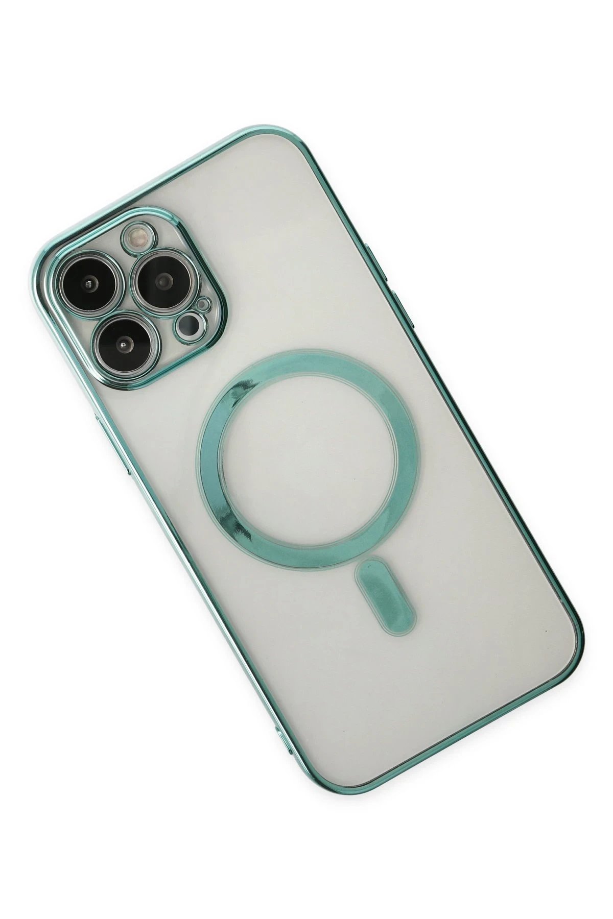 Newface iPhone 14 Pro Max Kılıf Magneticsafe Lazer Silikon - Haki Yeşil