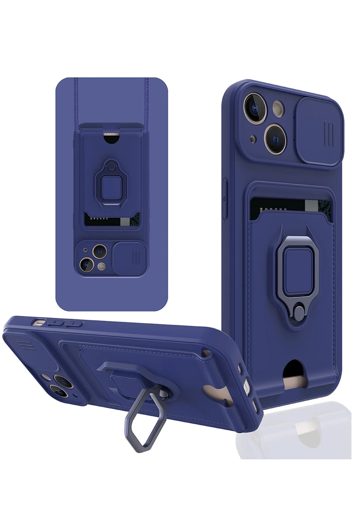 Newface iPhone 14 Plus Kılıf Zuma Kartvizitli Yüzüklü Silikon - Lacivert