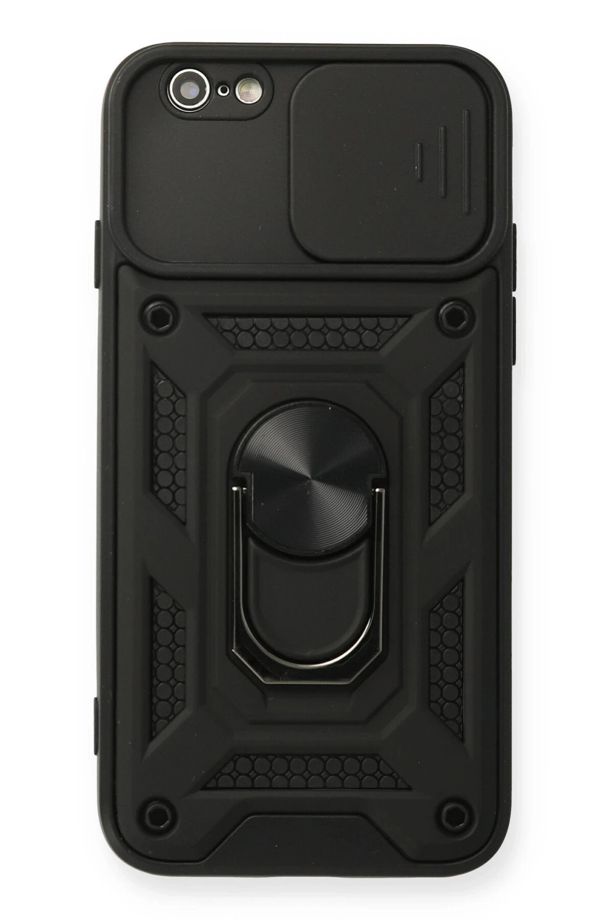 Newface iPhone 6 Kılıf Pars Lens Yüzüklü Silikon - Siyah