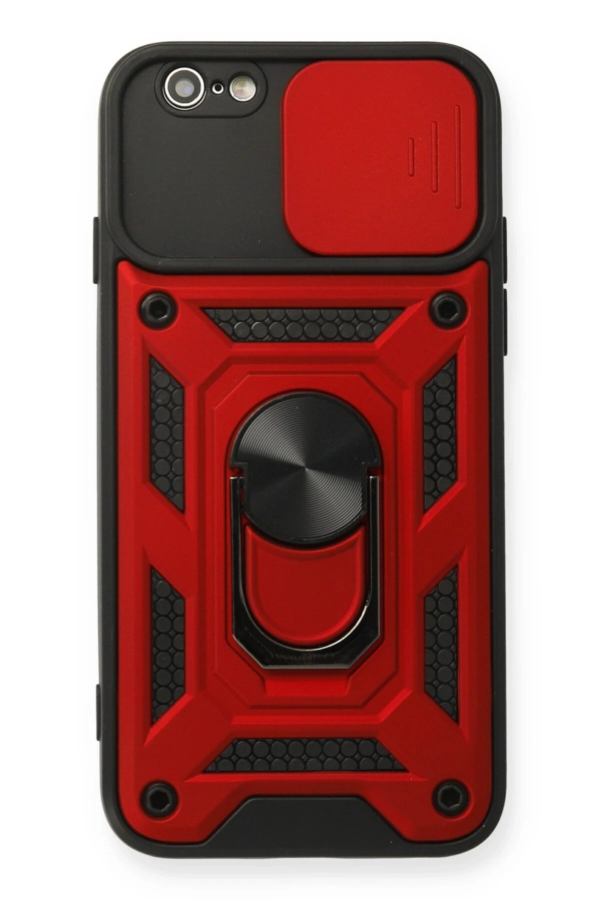 Newface iPhone 6 Kılıf Pars Lens Yüzüklü Silikon - Kırmızı