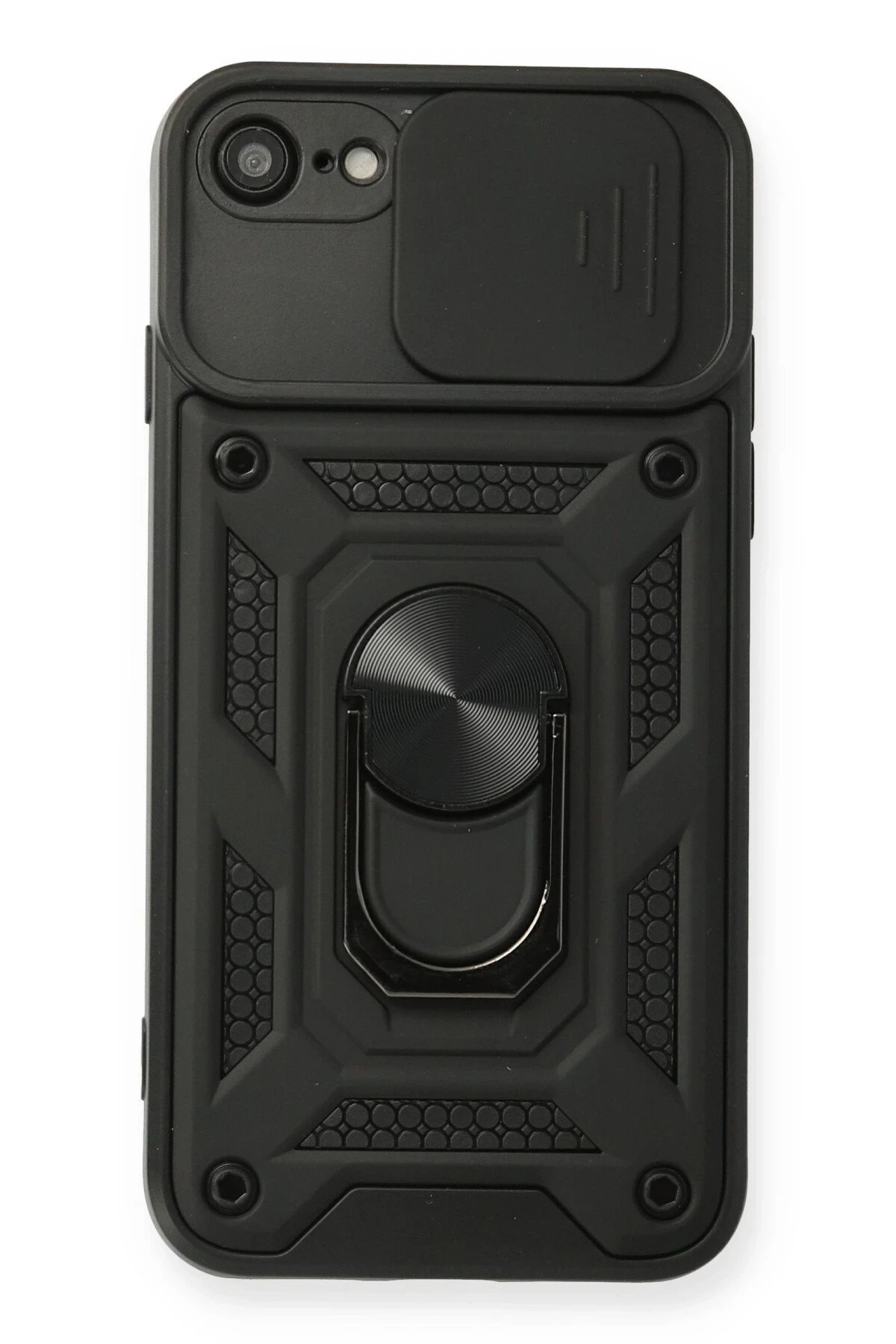 Newface iPhone 7 Kılıf Pars Lens Yüzüklü Silikon - Siyah