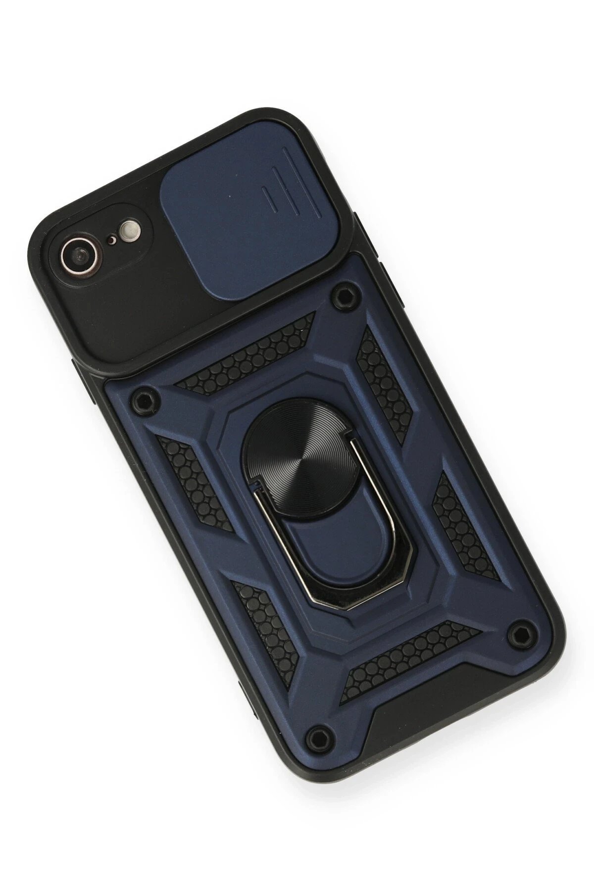 Newface iPhone 7 Kılıf Pars Lens Yüzüklü Silikon - Lacivert