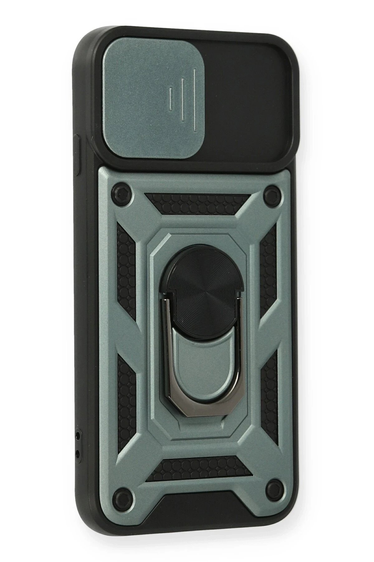 Newface iPhone 7 Kılıf Pars Lens Yüzüklü Silikon - Yeşil