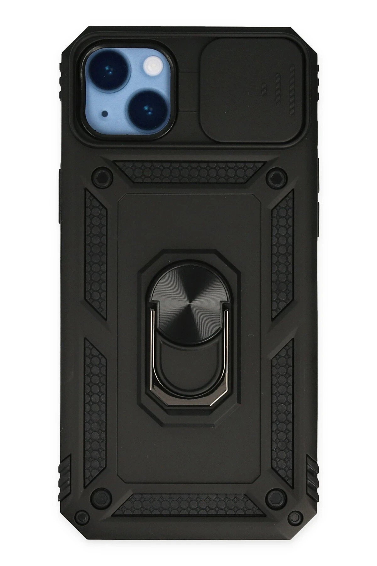 Newface iPhone 14 Plus Kılıf Pars Lens Yüzüklü Silikon - Siyah