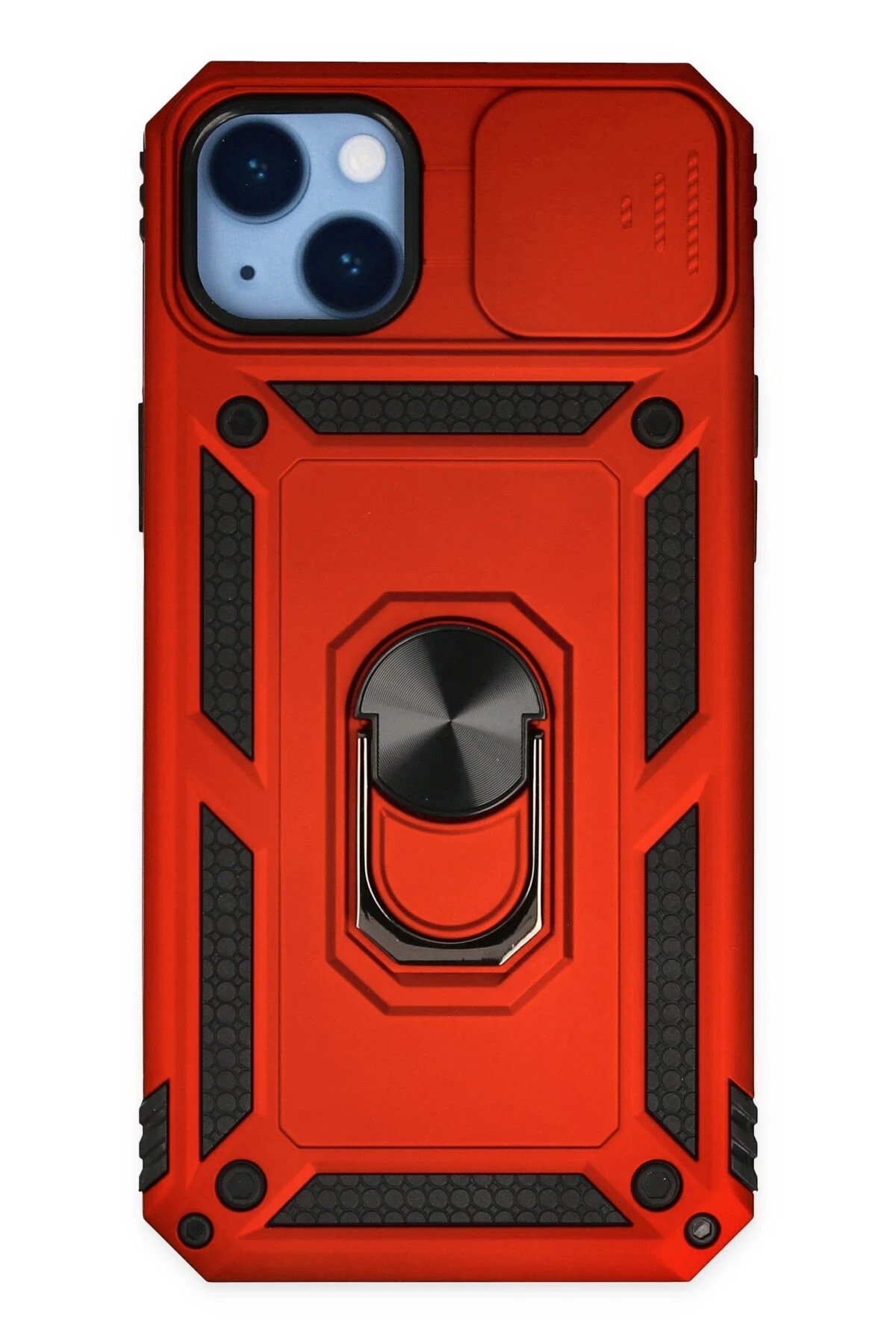 Newface iPhone 14 Plus Kılıf Pars Lens Yüzüklü Silikon - Kırmızı