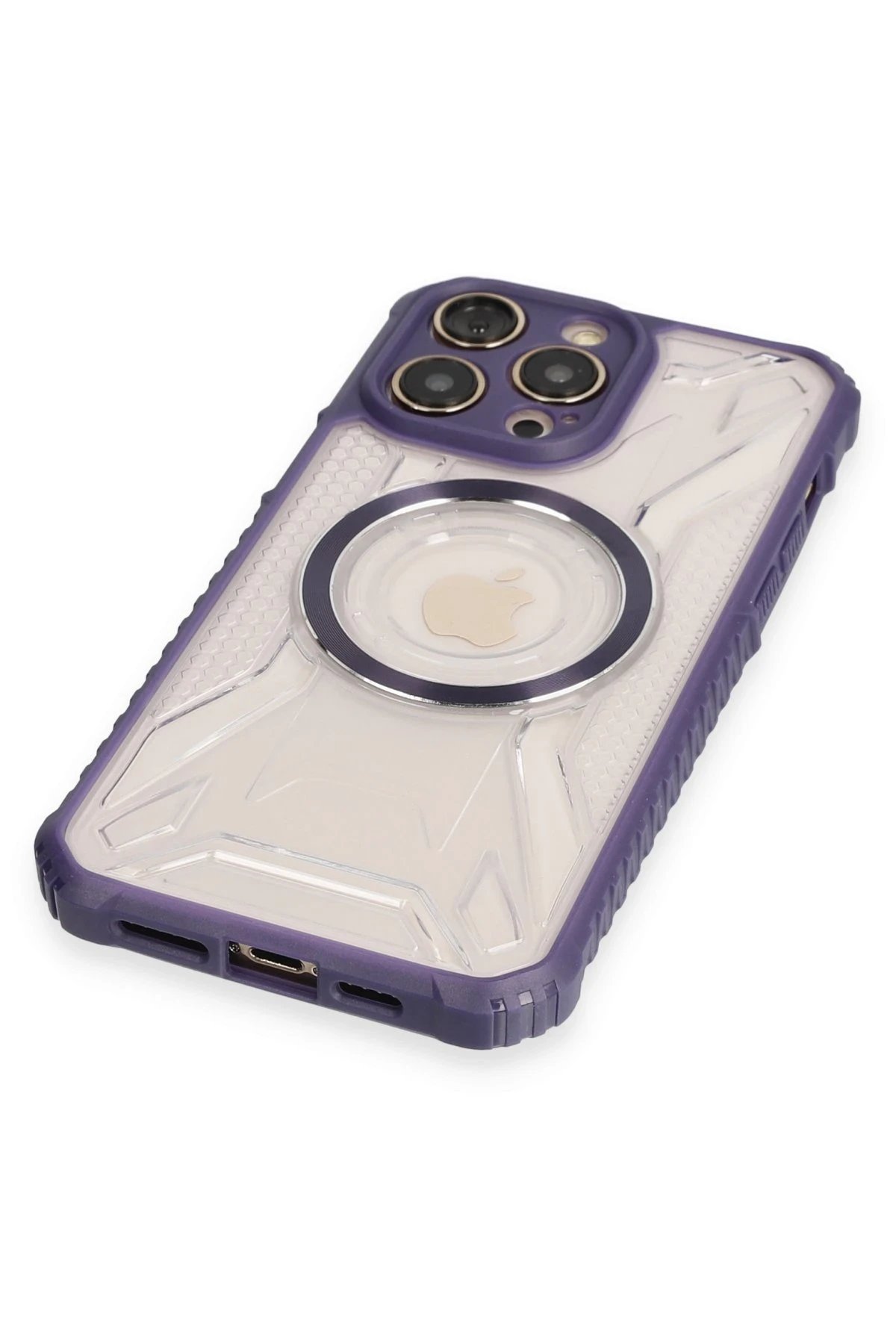 Newface iPhone 12 Pro Max Kılıf Prag Magneticsafe Kapak - Derin Mor