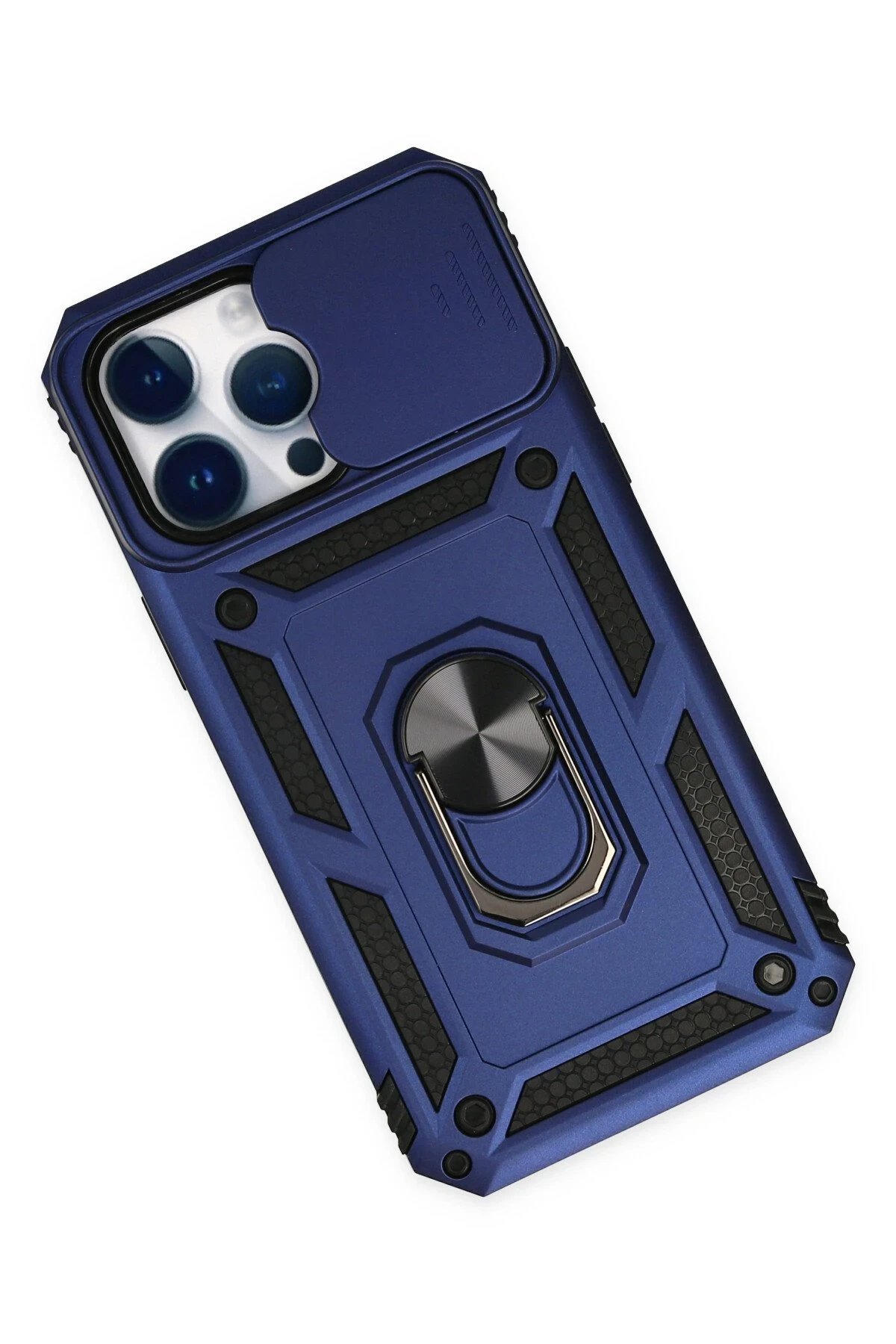 Newface iPhone 14 Pro Kılıf Pars Lens Yüzüklü Silikon - Lacivert