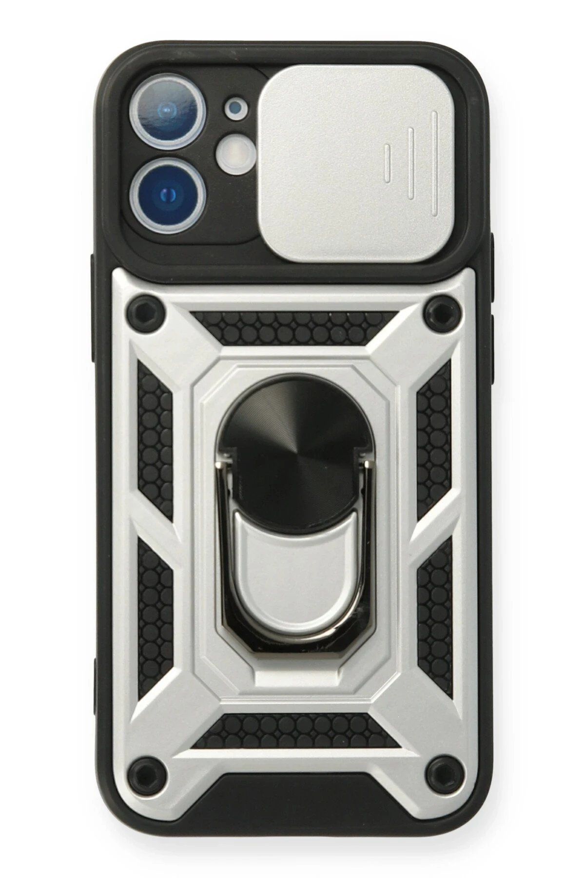 Newface iPhone 11 Kılıf Pars Lens Yüzüklü Silikon - Gümüş