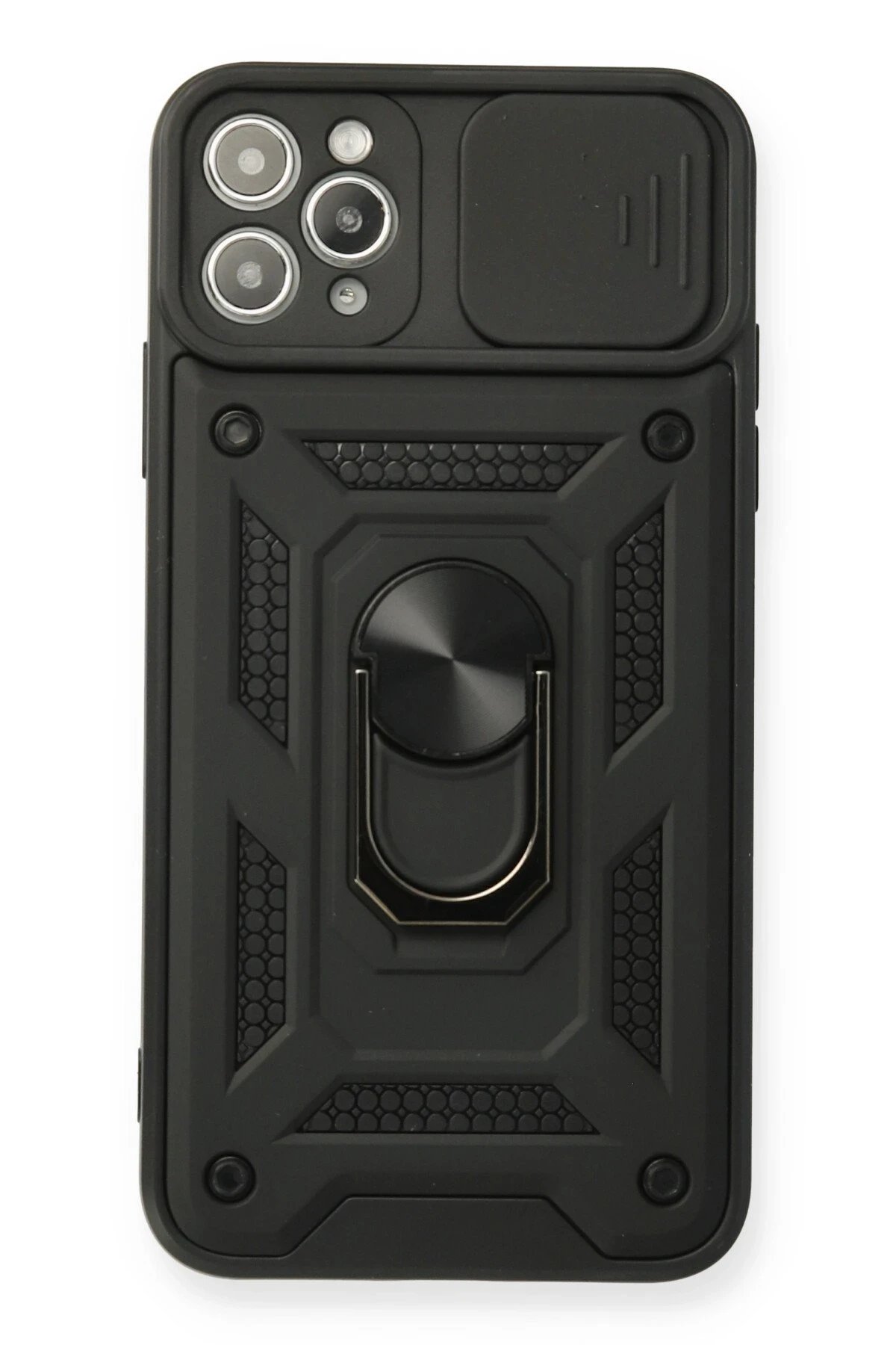 Newface iPhone 11 Pro Kılıf Pars Lens Yüzüklü Silikon - Siyah