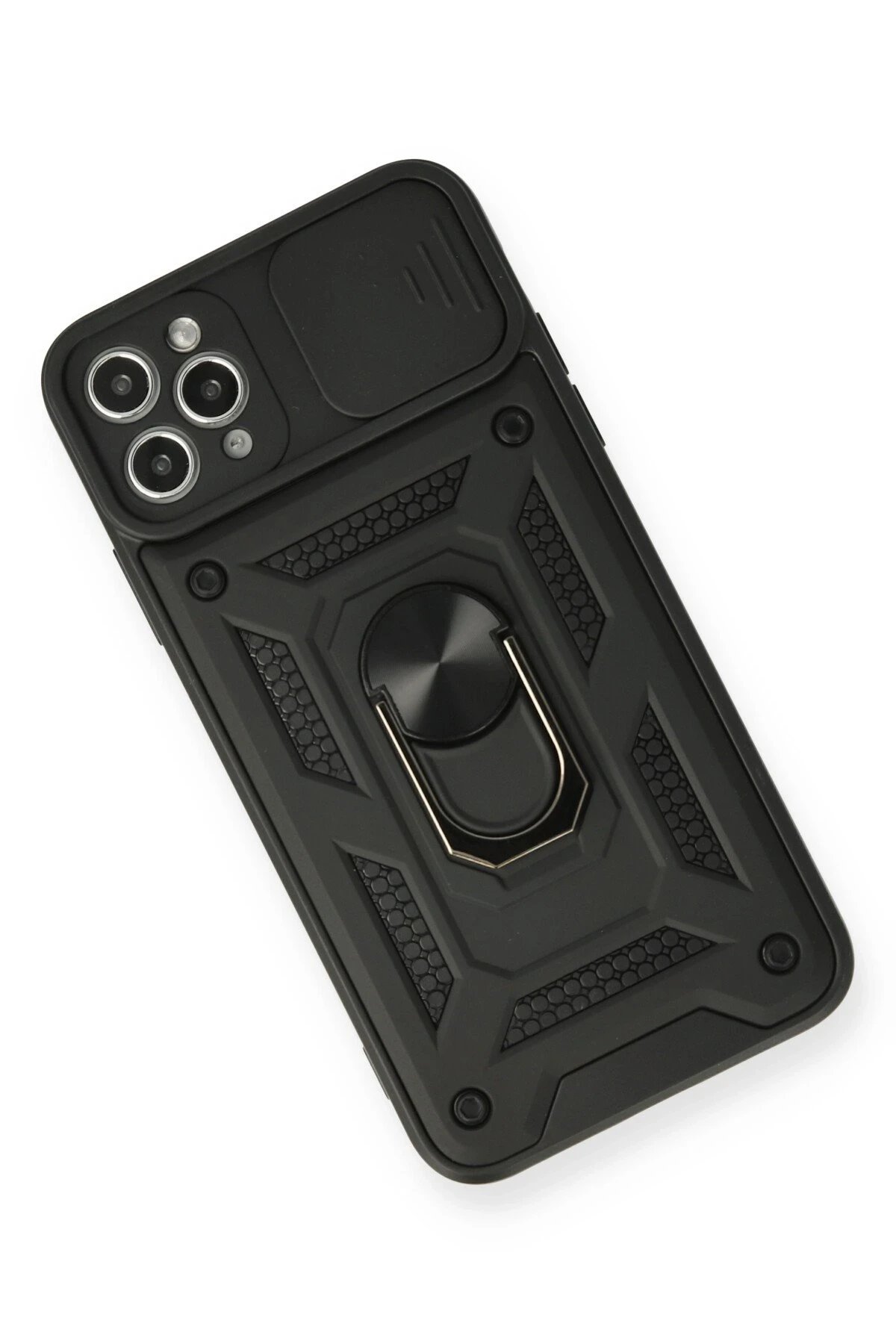 Newface iPhone 11 Pro Kılıf Pars Lens Yüzüklü Silikon - Siyah