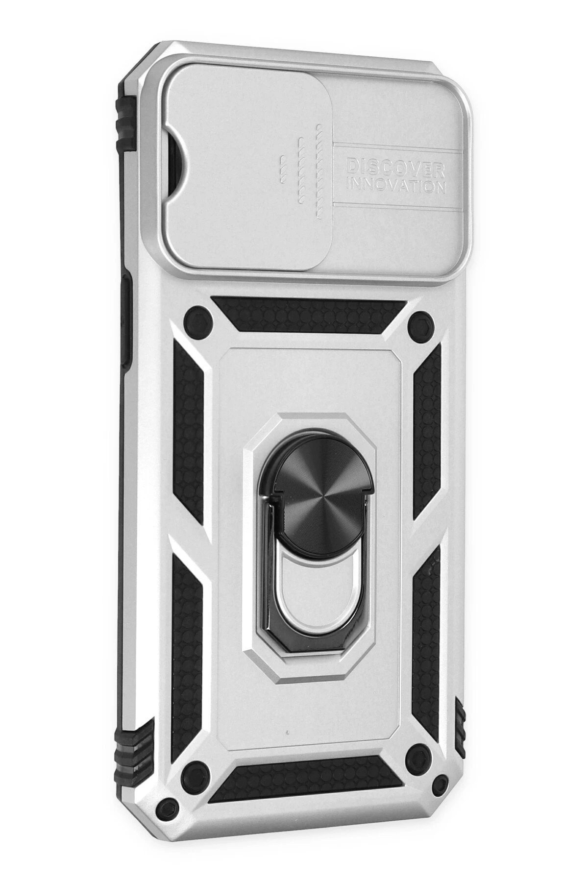 Newface iPhone 14 Pro Kılıf Pars Lens Yüzüklü Silikon - Gümüş