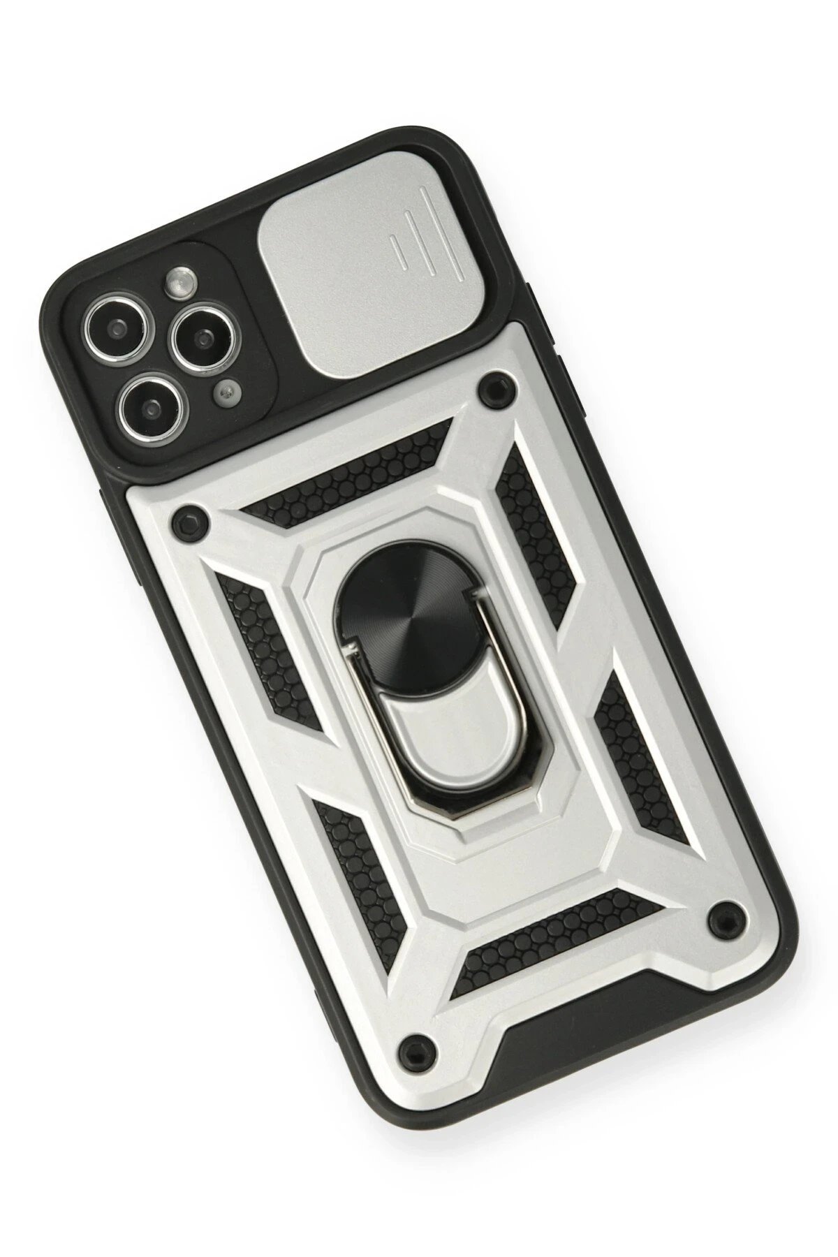 Newface iPhone 11 Pro Kılıf Pars Lens Yüzüklü Silikon - Gümüş