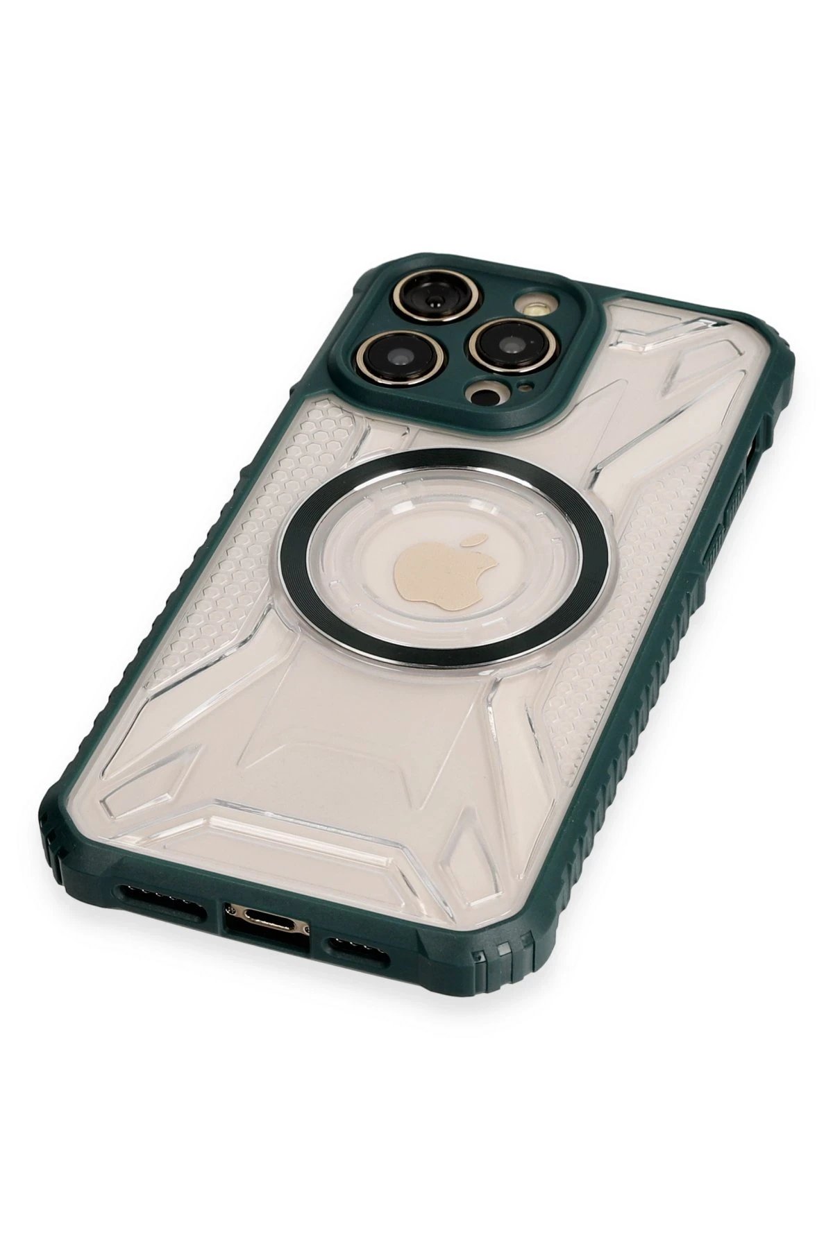 Newface iPhone 13 Pro Max Kılıf Prag Magneticsafe Kapak - Koyu Yeşil