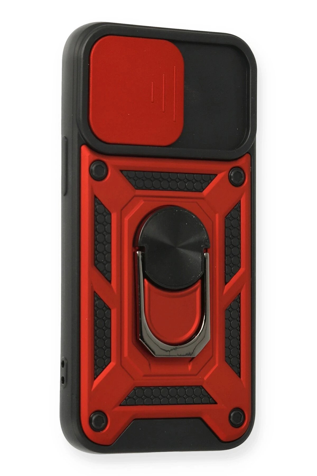 Newface iPhone 12 Kılıf Pars Lens Yüzüklü Silikon - Kırmızı