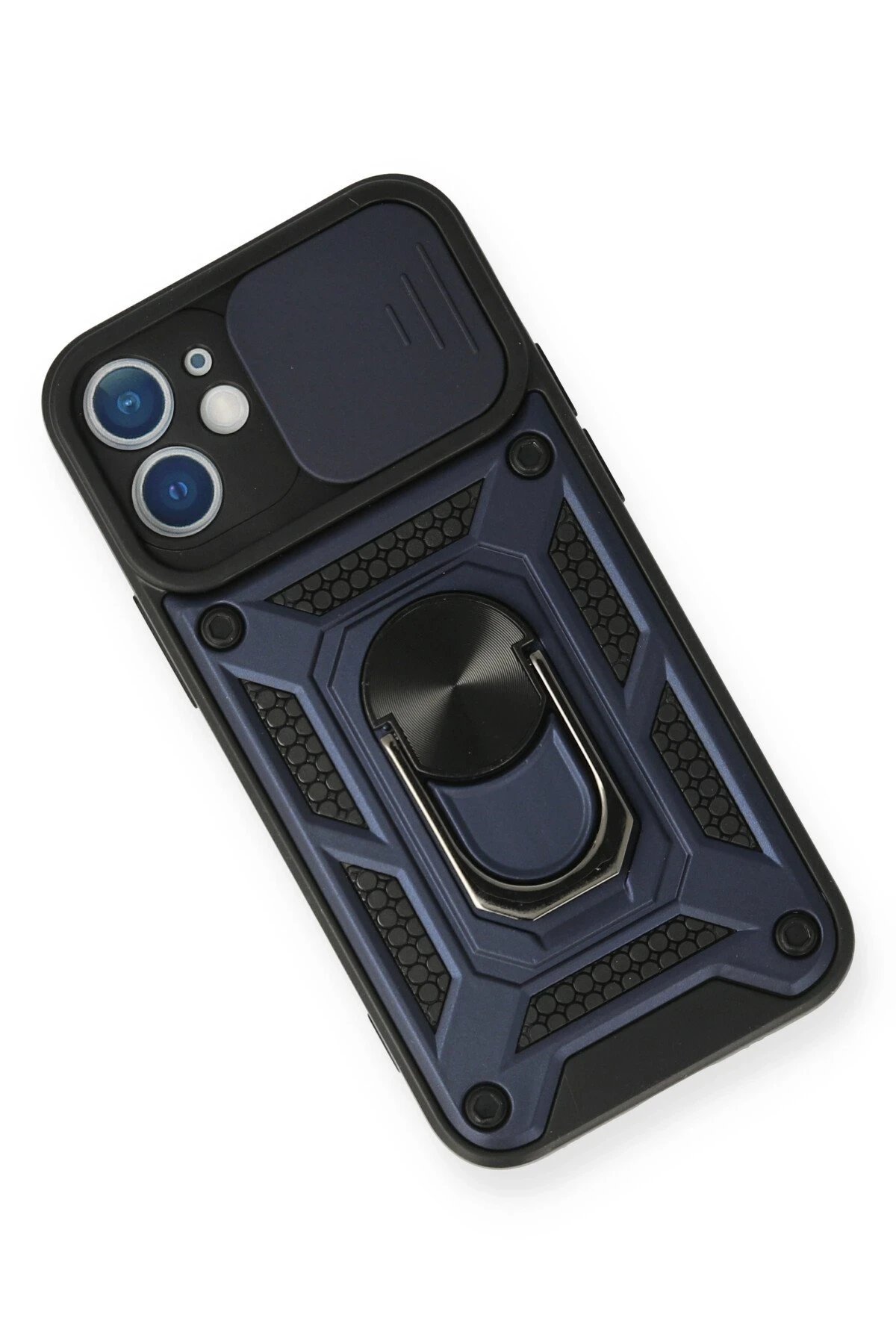 Newface iPhone 12 Kılıf Pars Lens Yüzüklü Silikon - Lacivert