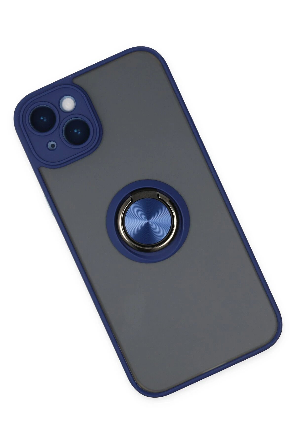 Newface iPhone 14 Kılıf Montreal Yüzüklü Silikon Kapak - Lacivert