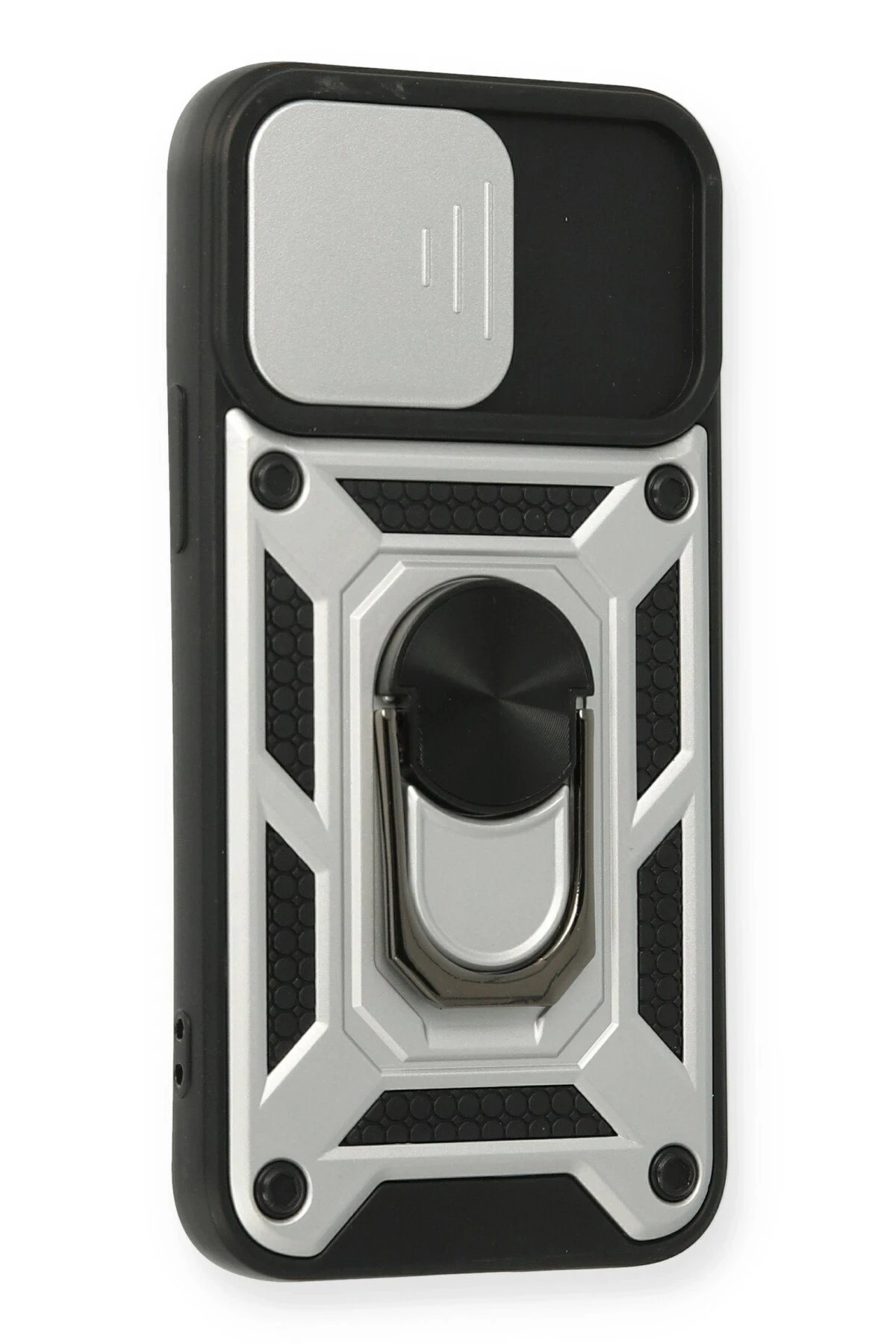 Newface iPhone 12 Mini Kılıf Pars Lens Yüzüklü Silikon - Gümüş