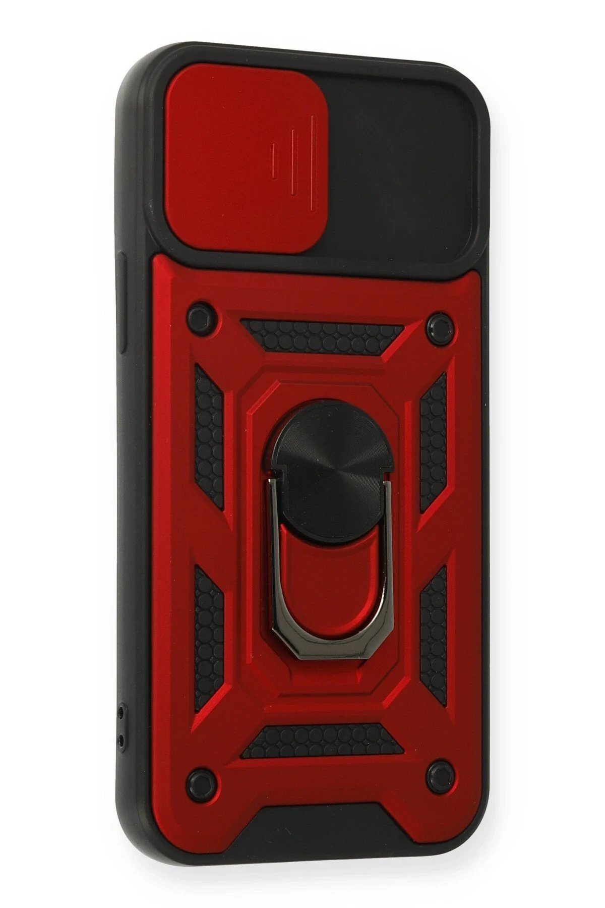 Newface iPhone 12 Pro Kılıf Pars Lens Yüzüklü Silikon - Kırmızı