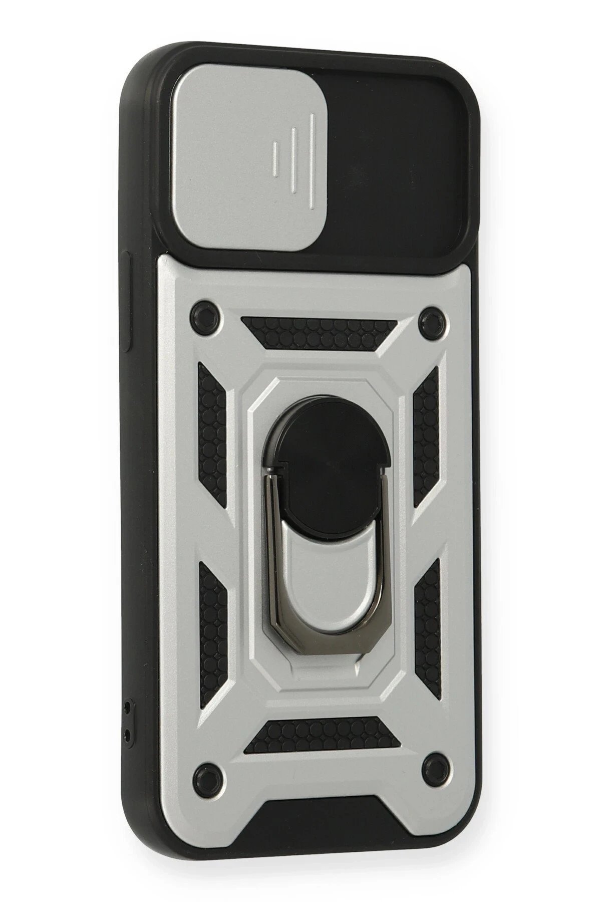 Newface iPhone 12 Pro Kılıf Pars Lens Yüzüklü Silikon - Gümüş