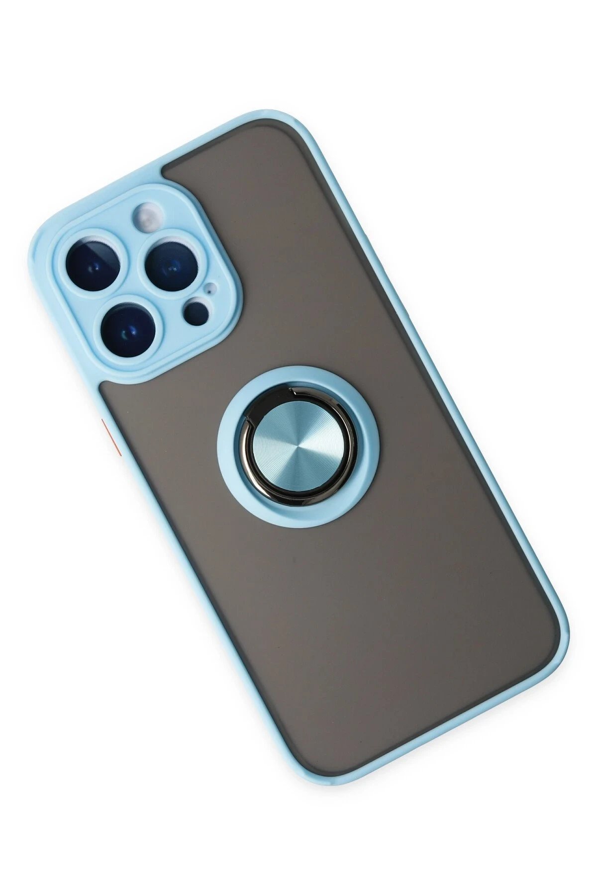 Newface iPhone 14 Pro Kılıf Montreal Yüzüklü Silikon Kapak - Buz Mavi