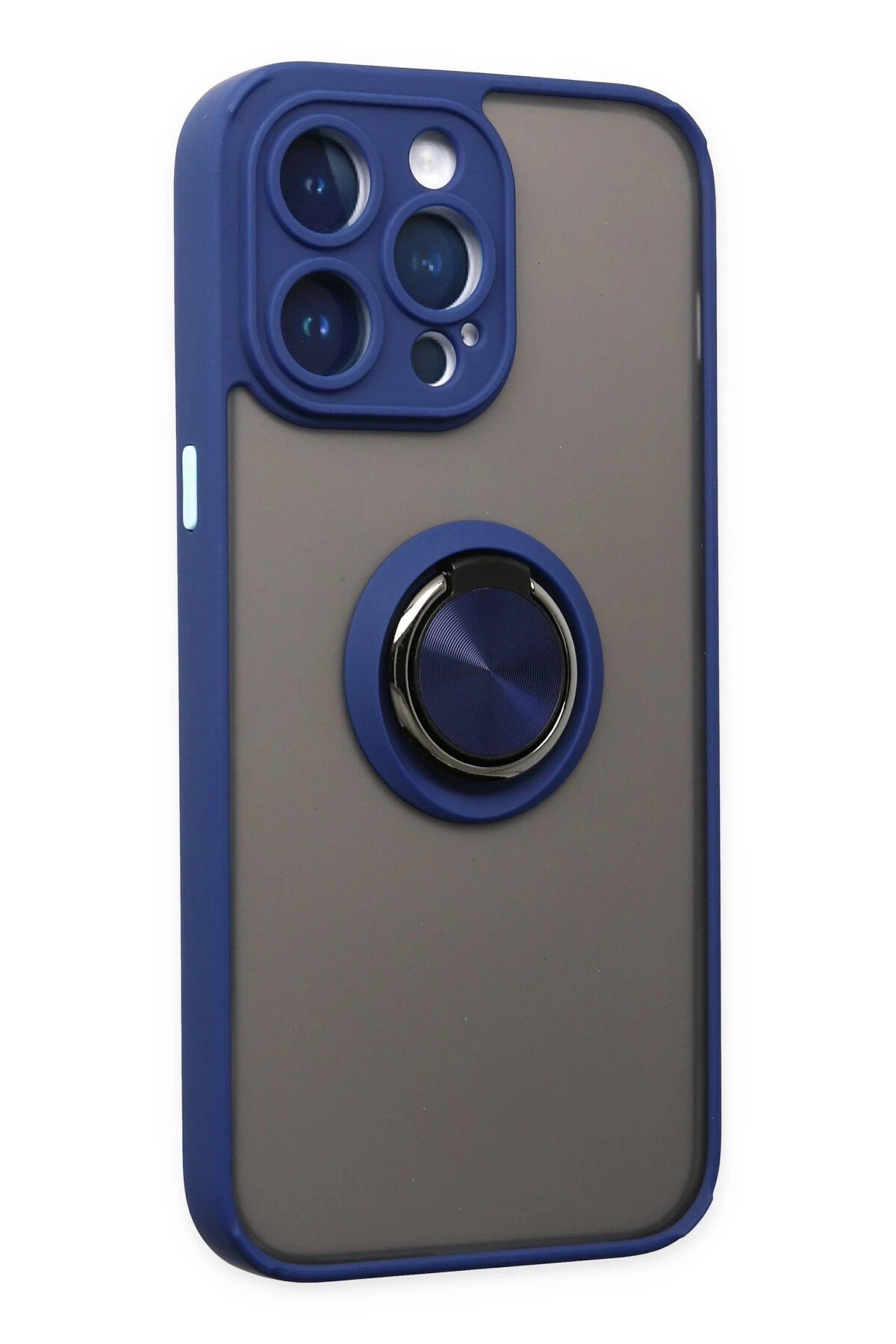 Newface iPhone 14 Pro Kılıf Montreal Yüzüklü Silikon Kapak - Lacivert