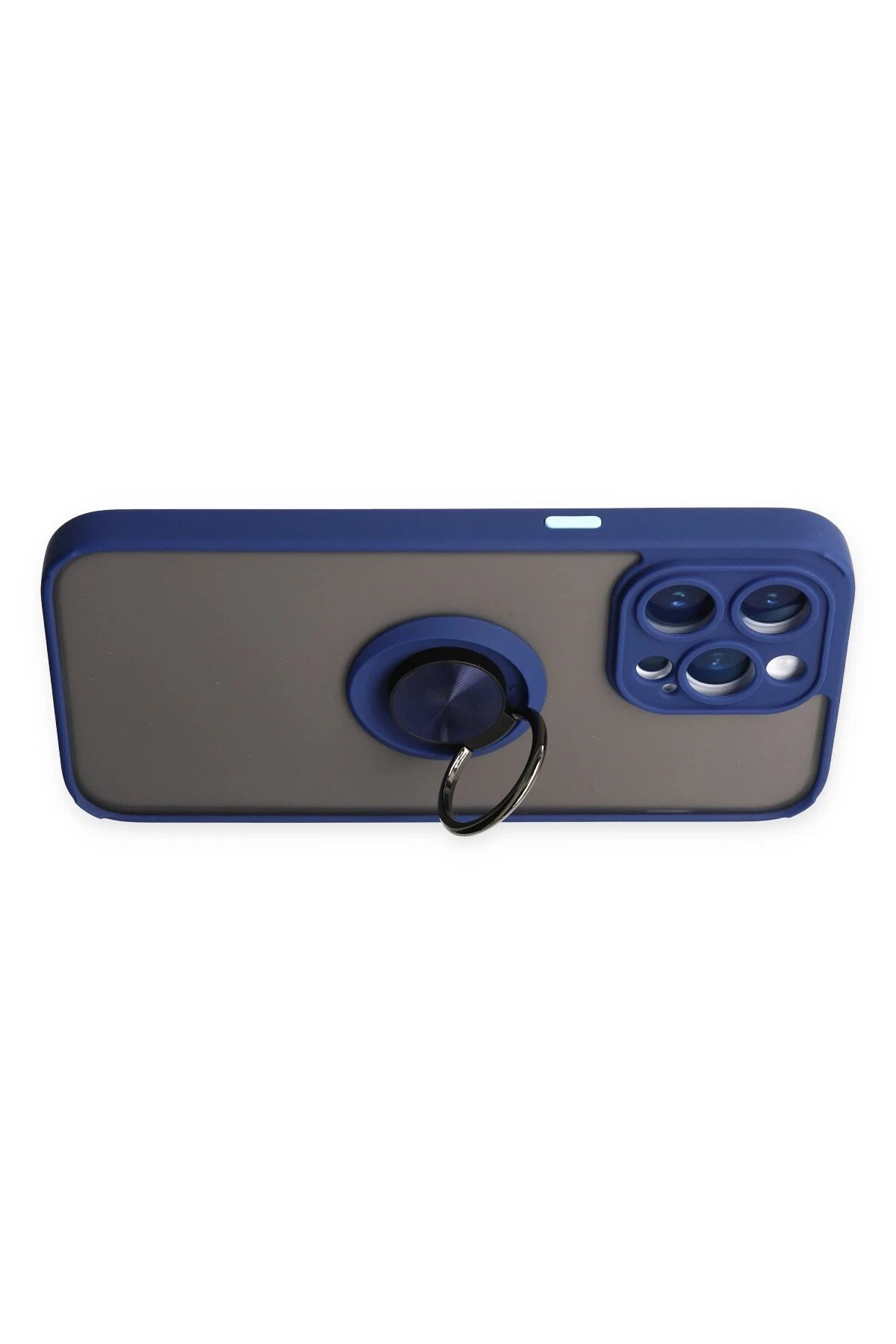 Newface iPhone 14 Pro Kılıf Montreal Yüzüklü Silikon Kapak - Lacivert