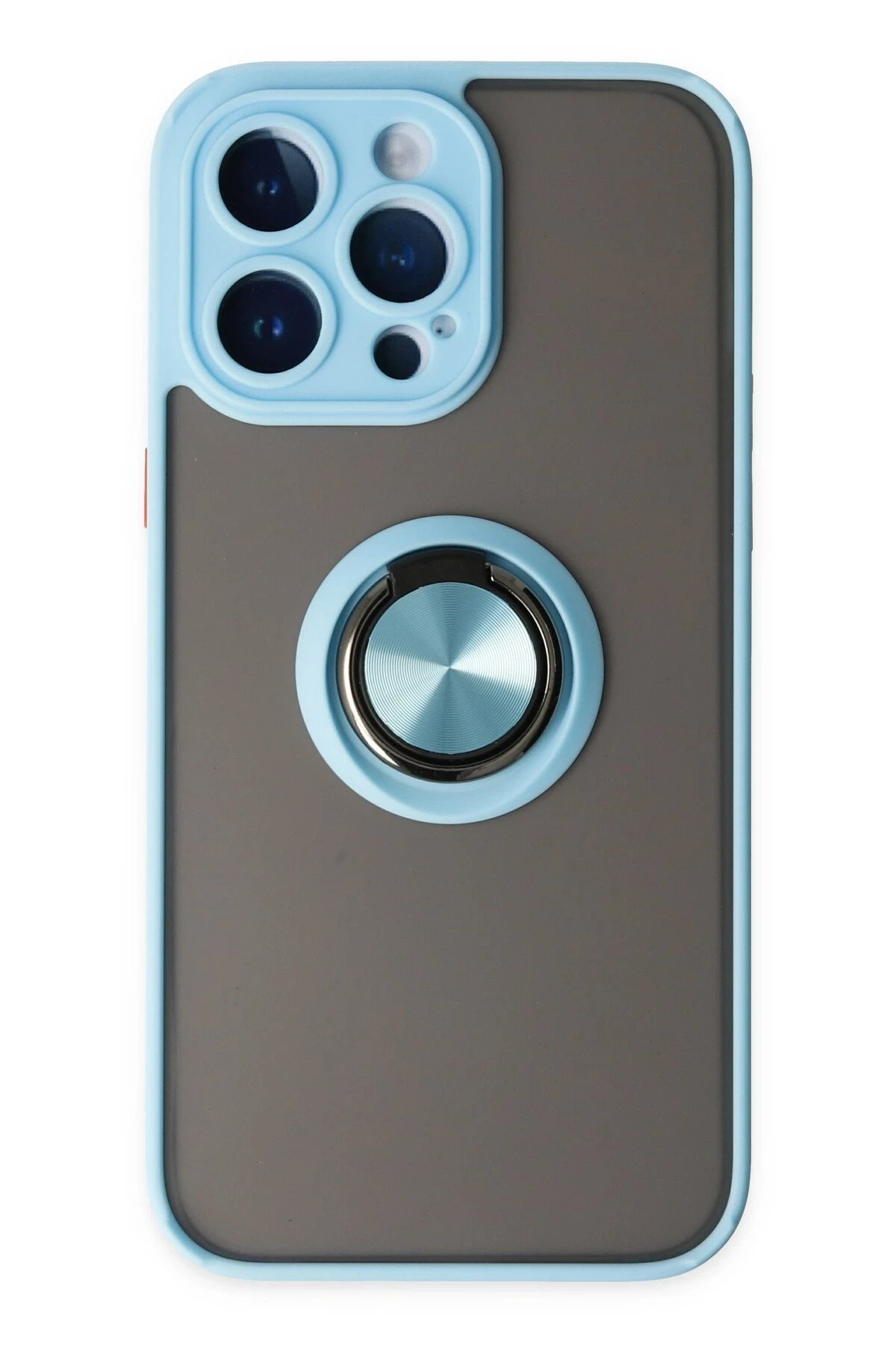 Newface iPhone 14 Pro Max Kılıf Montreal Yüzüklü Silikon Kapak - Buz Mavi