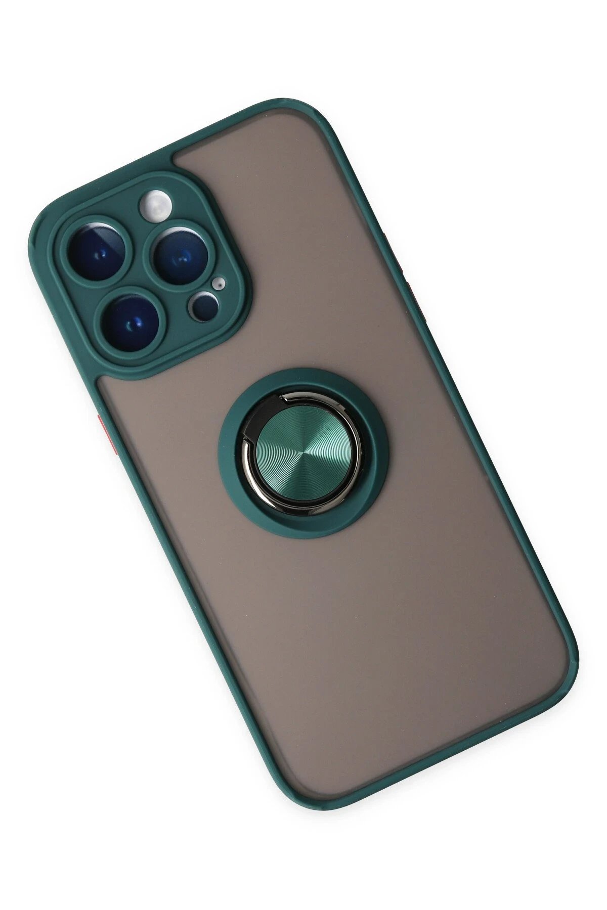 Newface iPhone 14 Pro Max Kılıf Montreal Yüzüklü Silikon Kapak - Yeşil