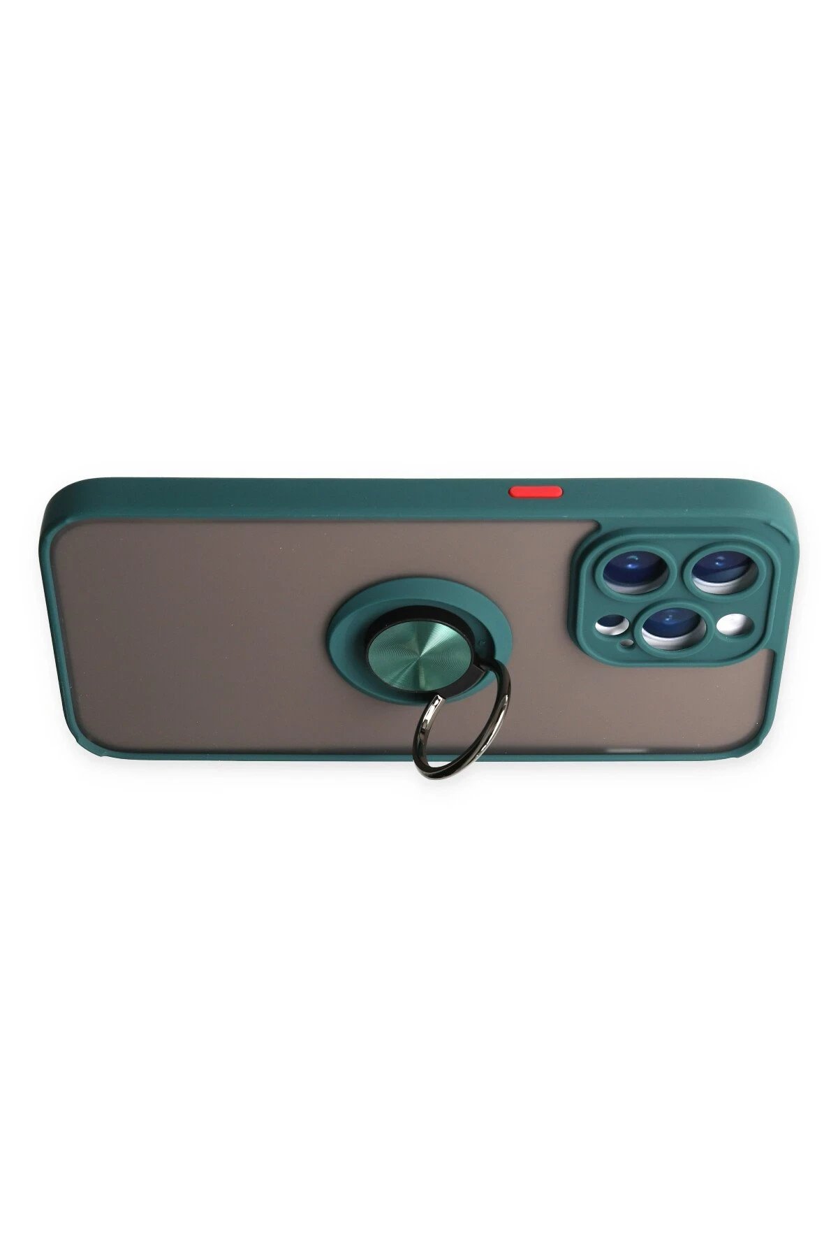 Newface iPhone 14 Pro Max Kılıf Montreal Yüzüklü Silikon Kapak - Yeşil