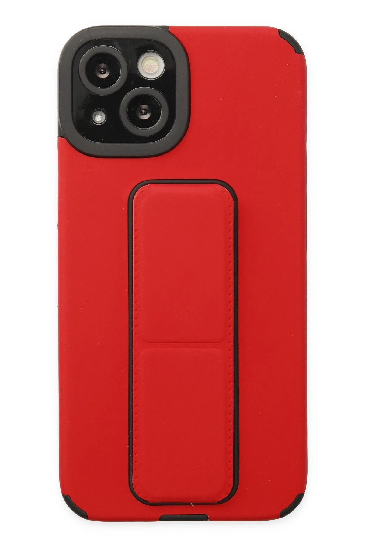 Newface iPhone 14 Plus Kılıf Mega Standlı Silikon - Kırmızı