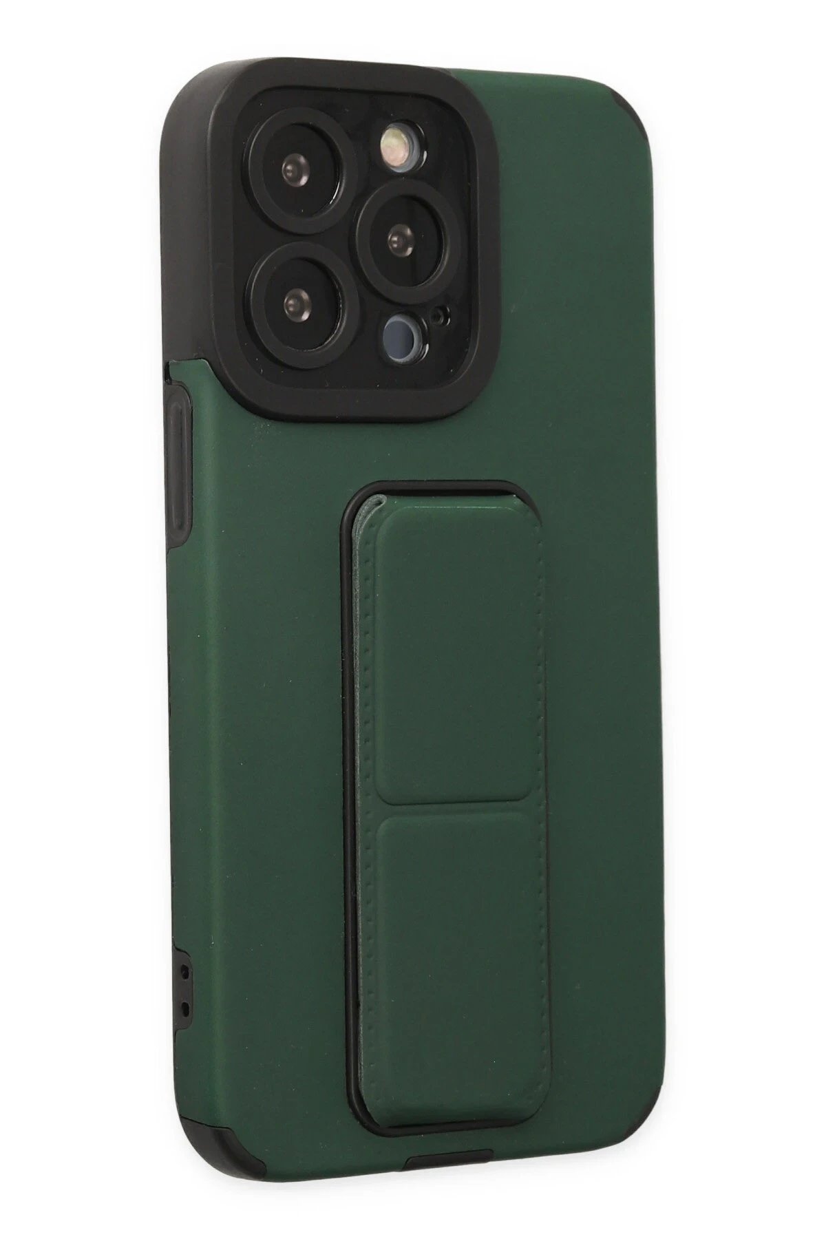 Newface iPhone 14 Pro Kılıf Mega Standlı Silikon - Yeşil