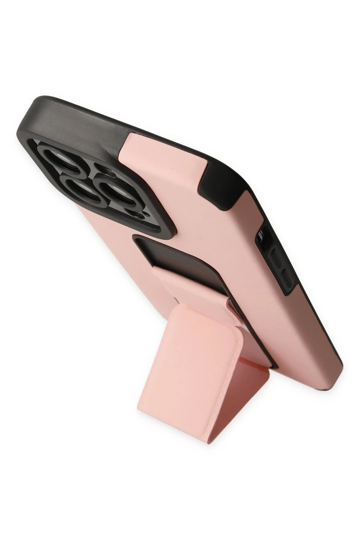 Newface iPhone 14 Pro Kılıf Mega Standlı Silikon - Pudra