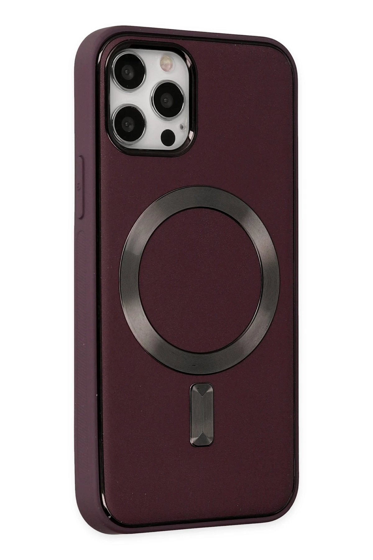 Newface iPhone 12 Pro Max Kılıf Coco Deri Magneticsafe Silikon - Bordo
