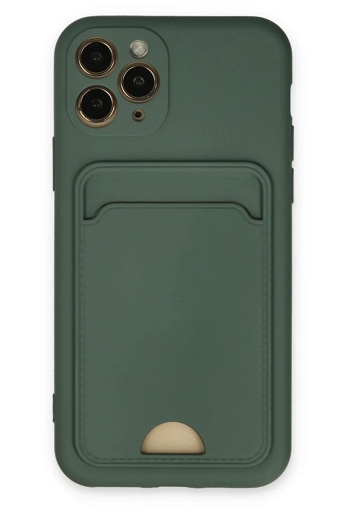 Newface iPhone 11 Pro Kılıf Kelvin Kartvizitli Silikon - Koyu Yeşil