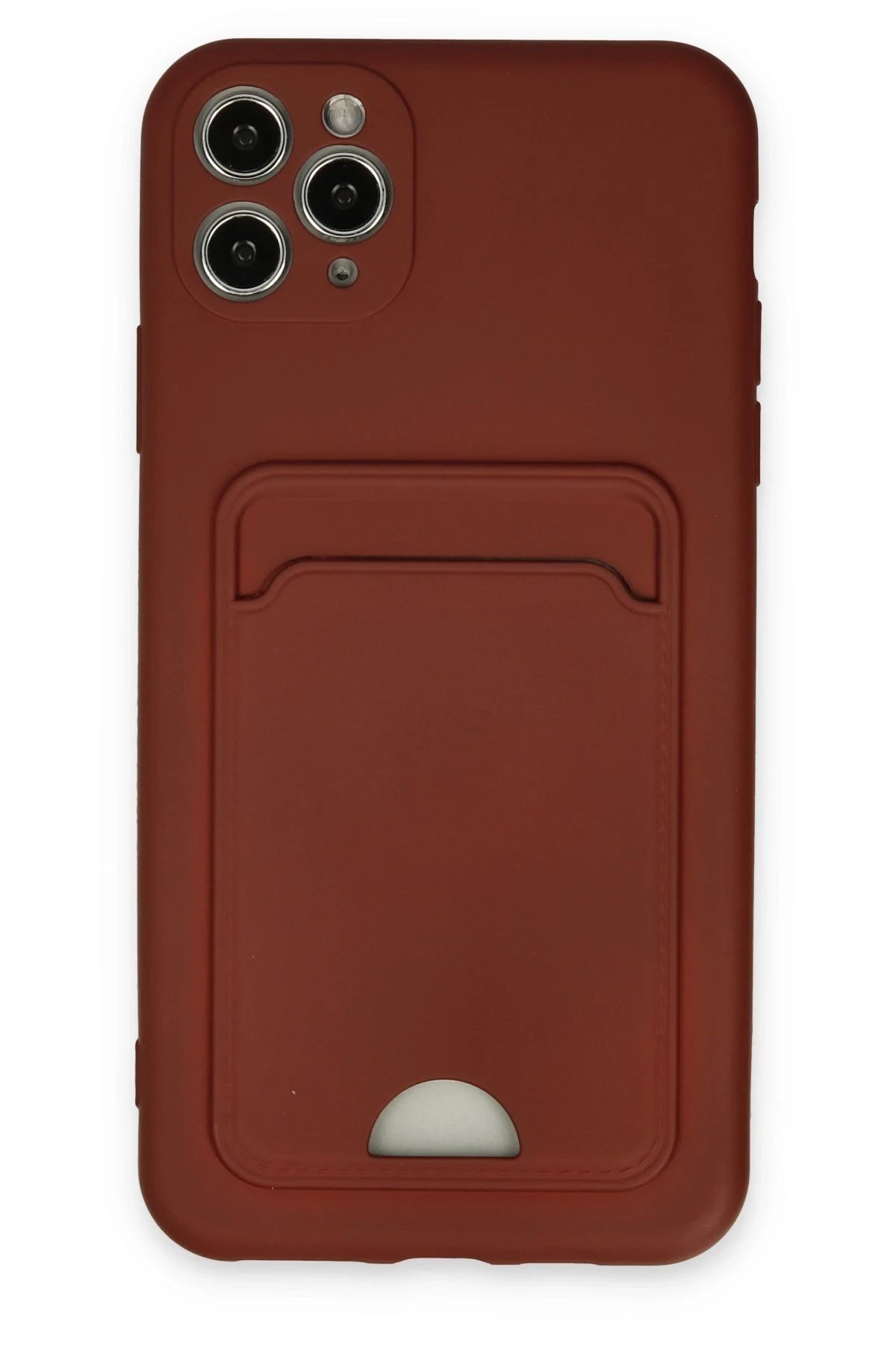 Newface iPhone 11 Pro Max Kılıf Kelvin Kartvizitli Silikon - Bordo