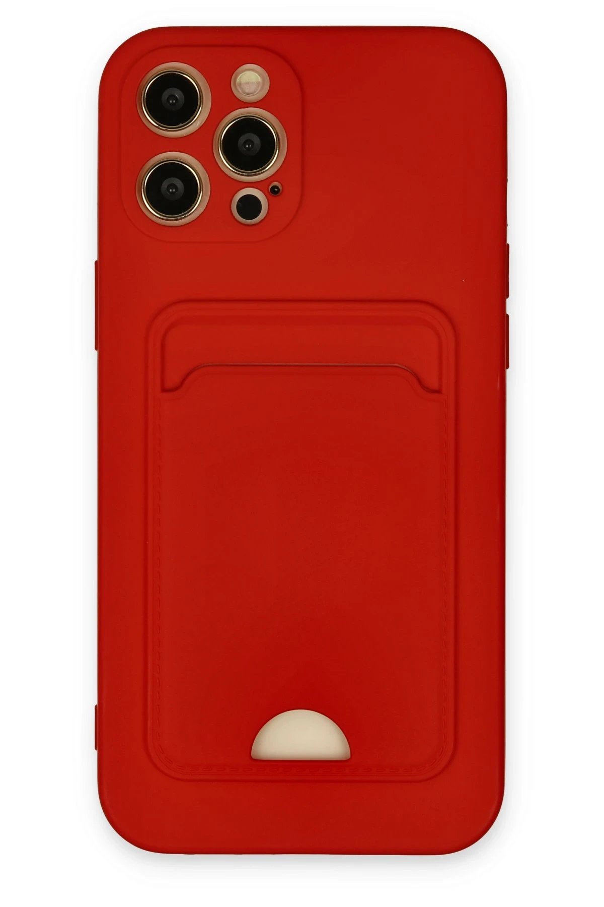 Newface iPhone 12 Pro Max Kılıf Kelvin Kartvizitli Silikon - Kırmızı