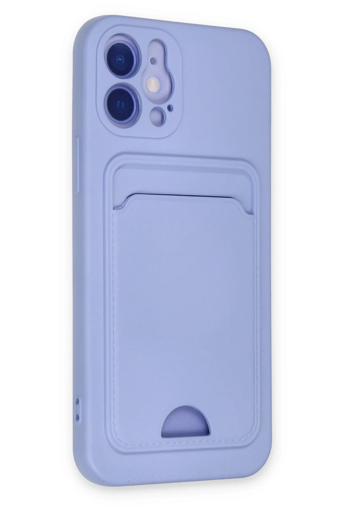 Newface iPhone 12 Kılıf Kelvin Kartvizitli Silikon - Lila