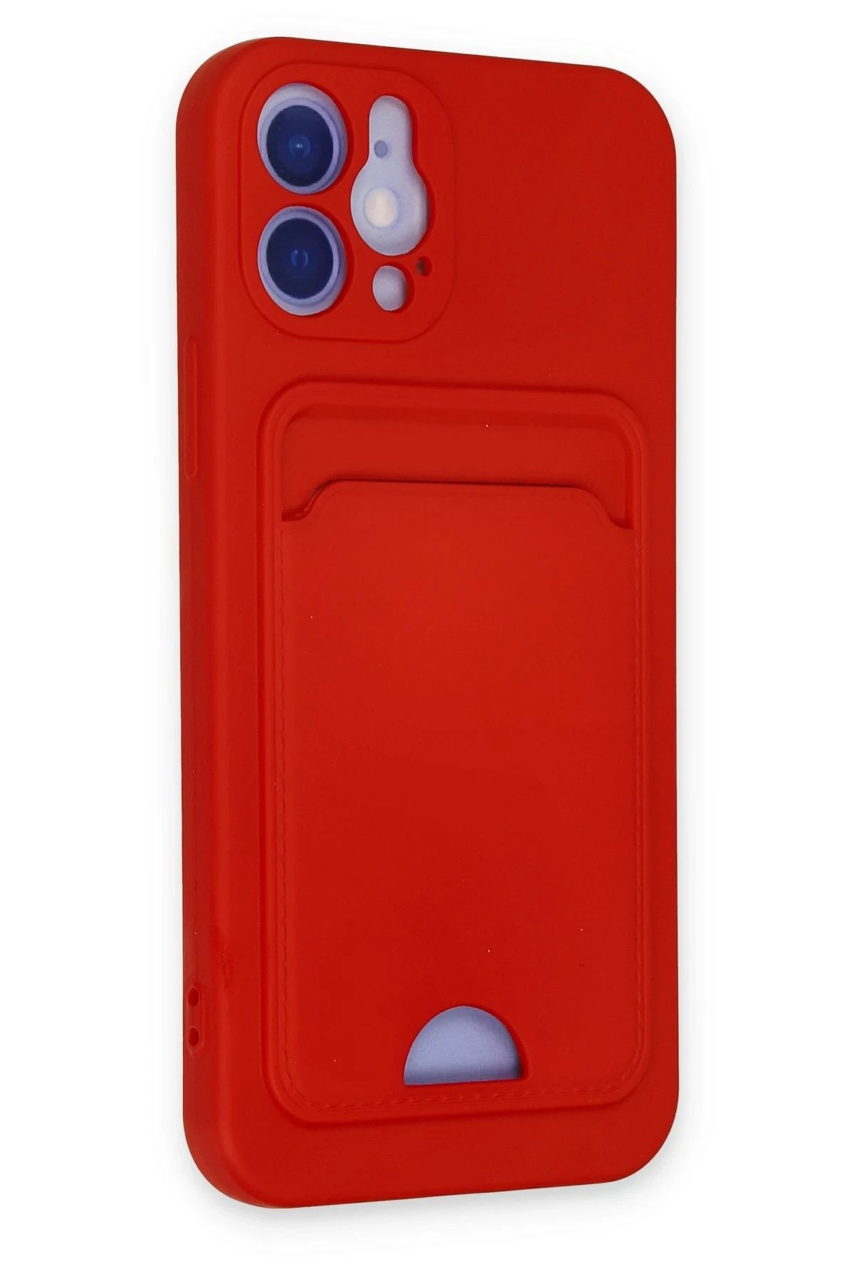 Newface iPhone 12 Kılıf Kelvin Kartvizitli Silikon - Kırmızı