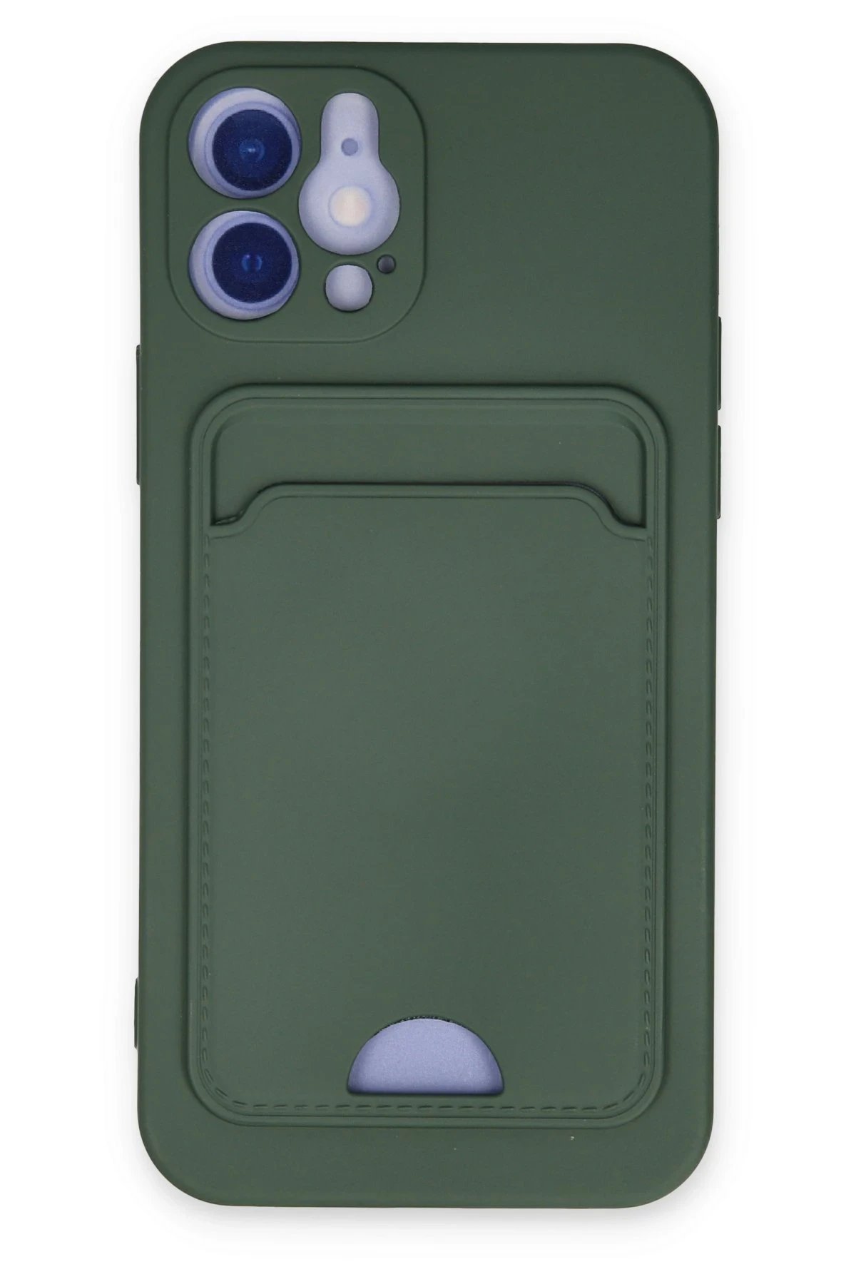 Newface iPhone 12 Kılıf Kelvin Kartvizitli Silikon - Koyu Yeşil