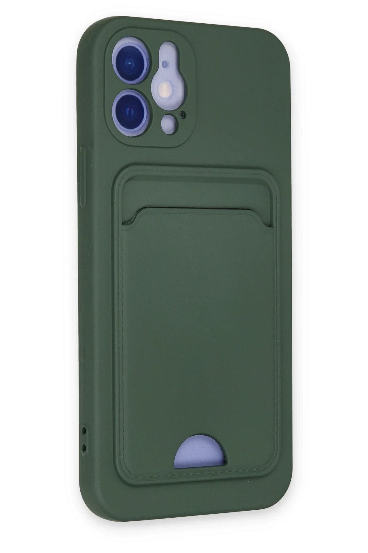 Newface iPhone 12 Kılıf Kelvin Kartvizitli Silikon - Koyu Yeşil