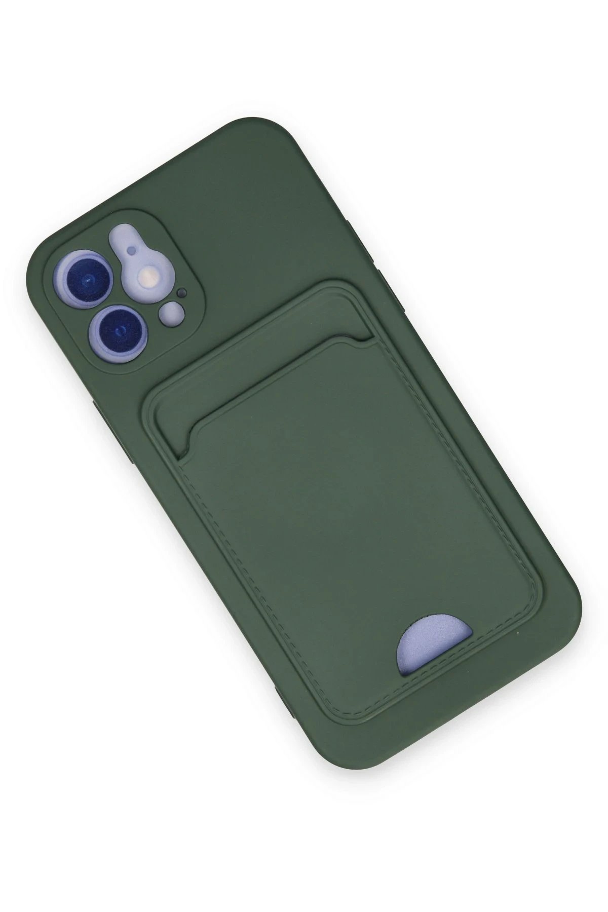 Newface iPhone 12 Kılıf Kelvin Kartvizitli Silikon - Koyu Yeşil