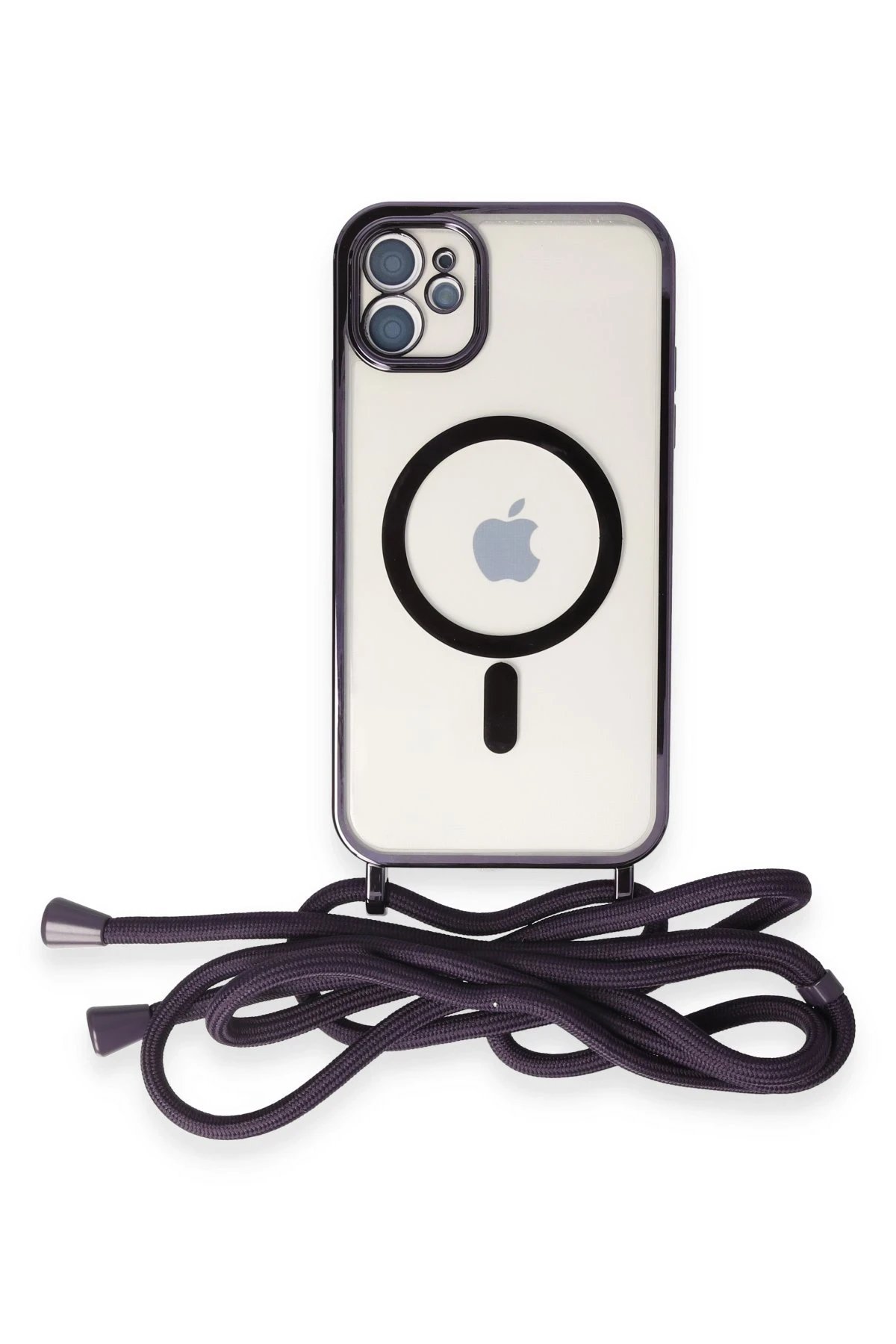 Newface iPhone 11 Kılıf Divo Lazer Askılı Magsafe Kapak - Derin Mor